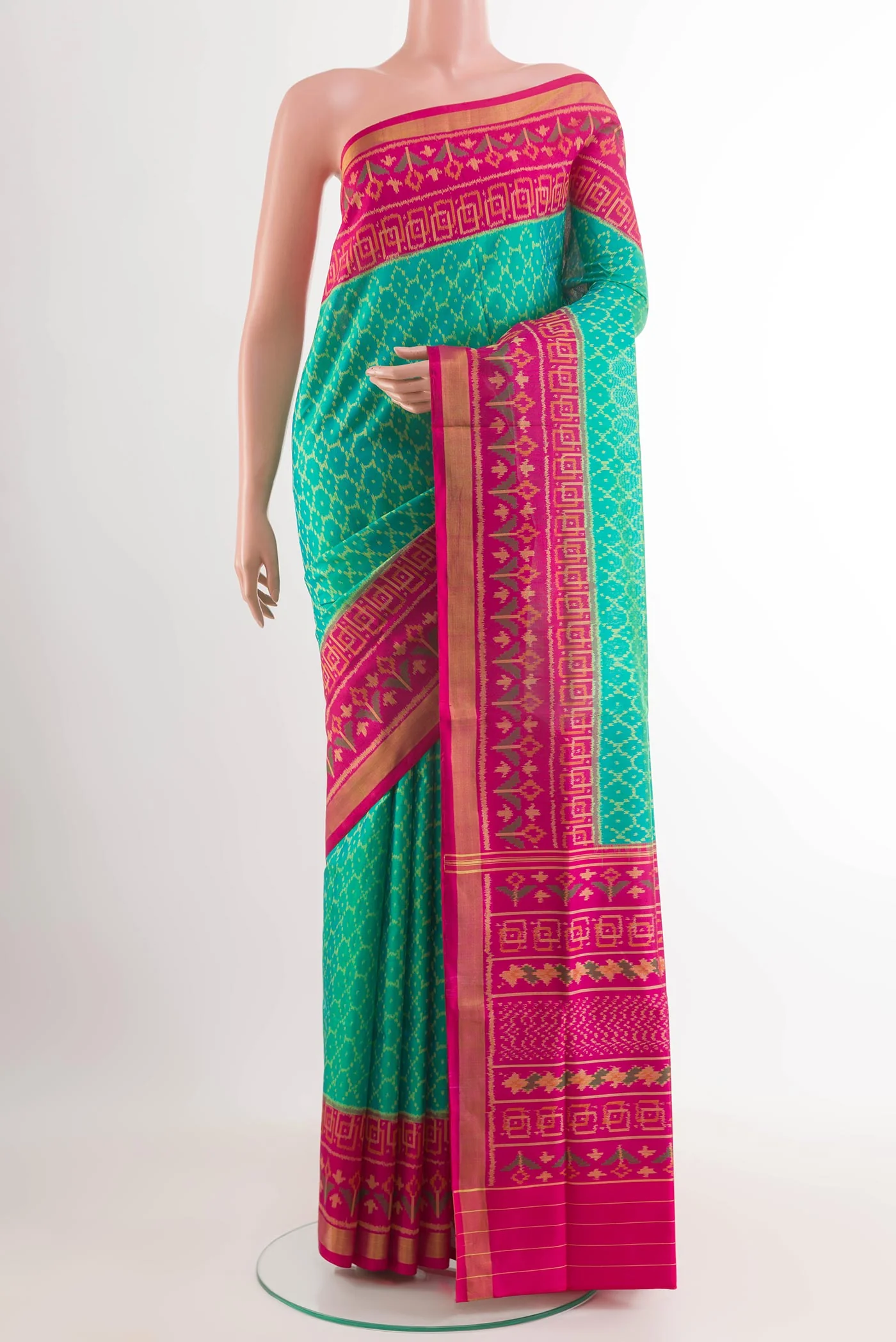 Turquoise Rajkot Patola Silk Saree