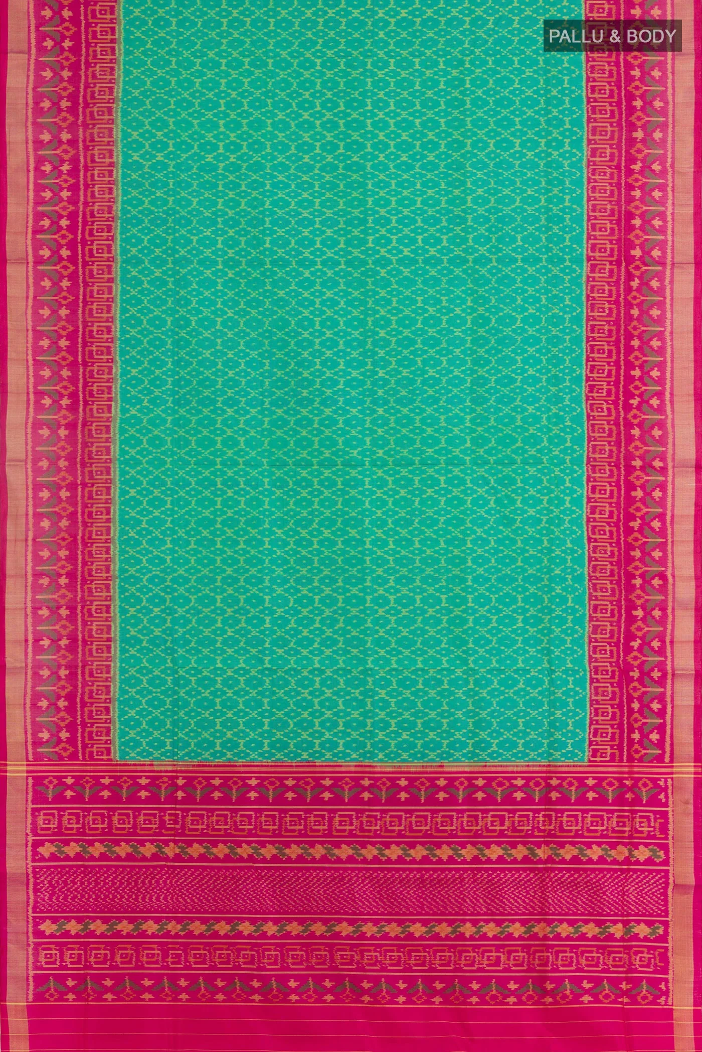 Turquoise Rajkot Patola Silk Saree - Image 3