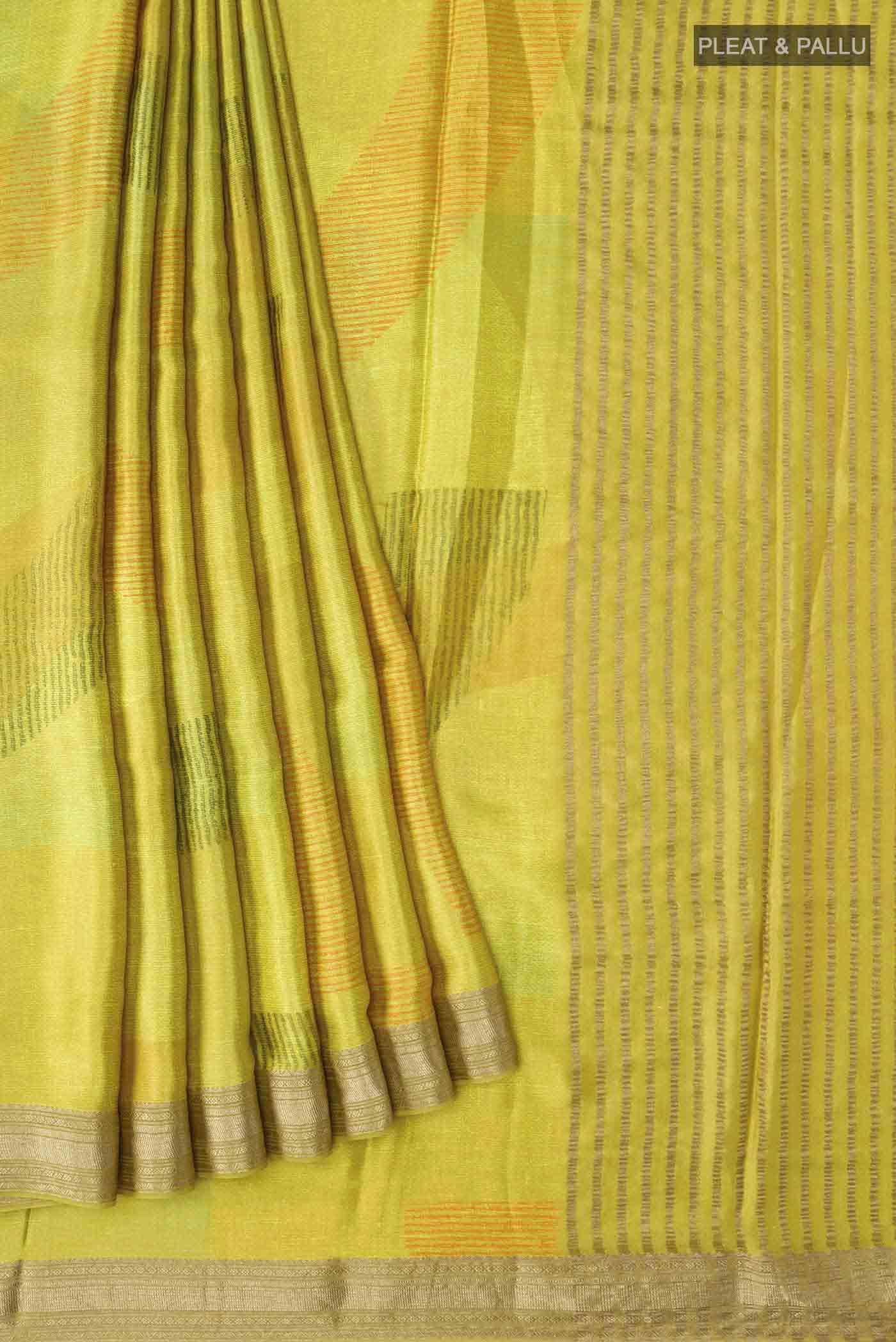 Green Satin Silk Saree - Image 4