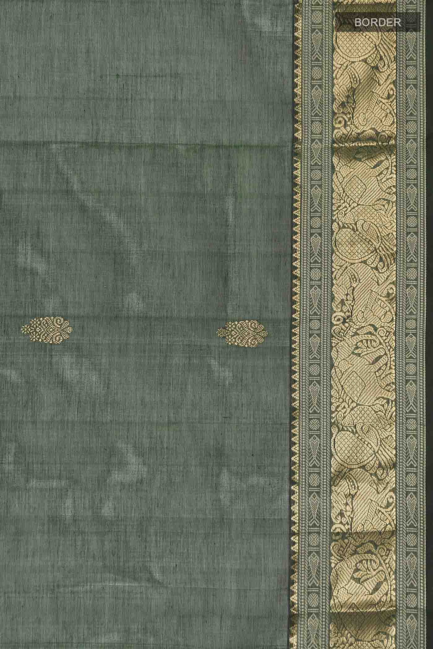 Green Silk Cotton Saree - Image 3