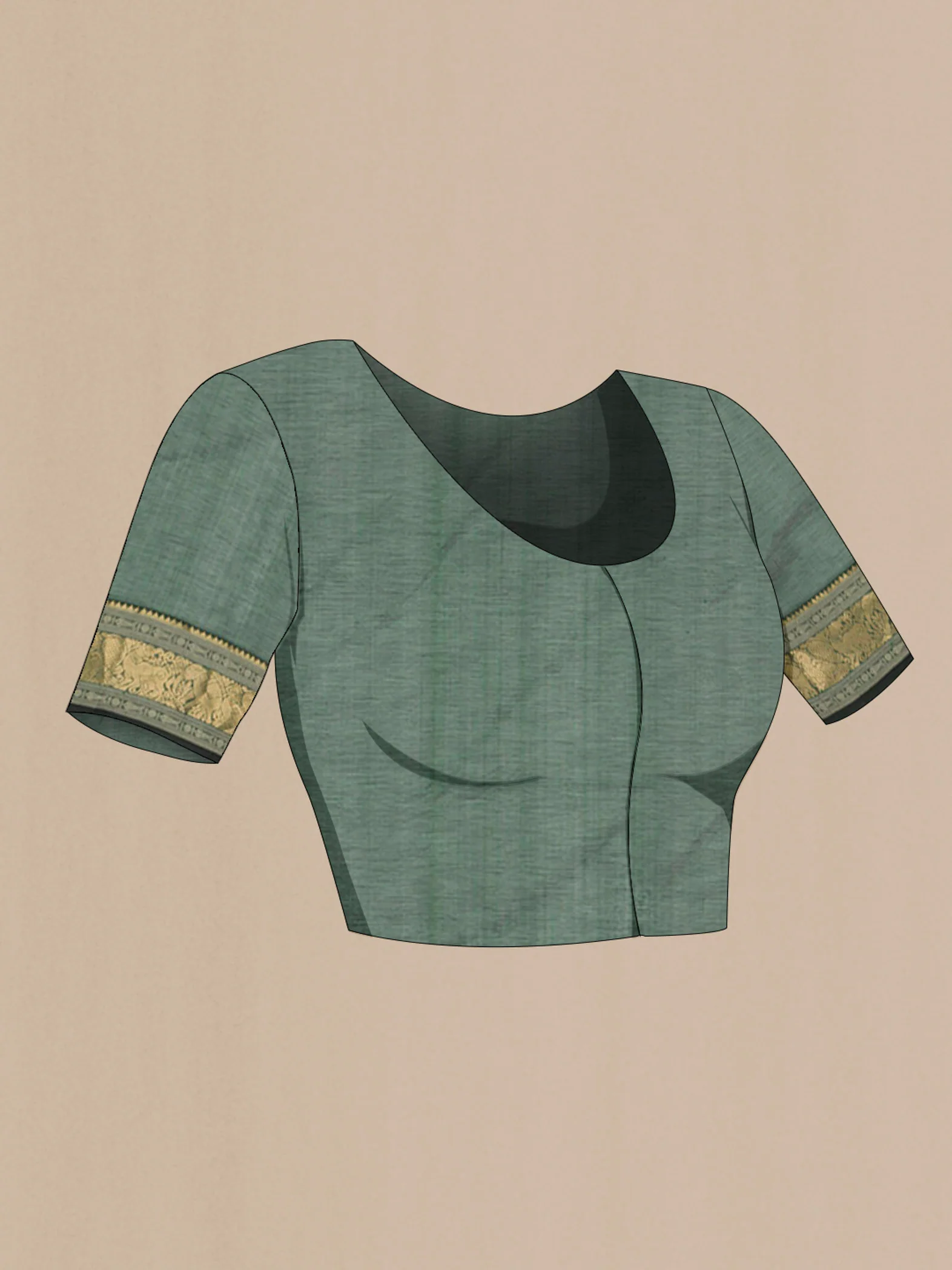 Green Silk Cotton Saree - Image 4
