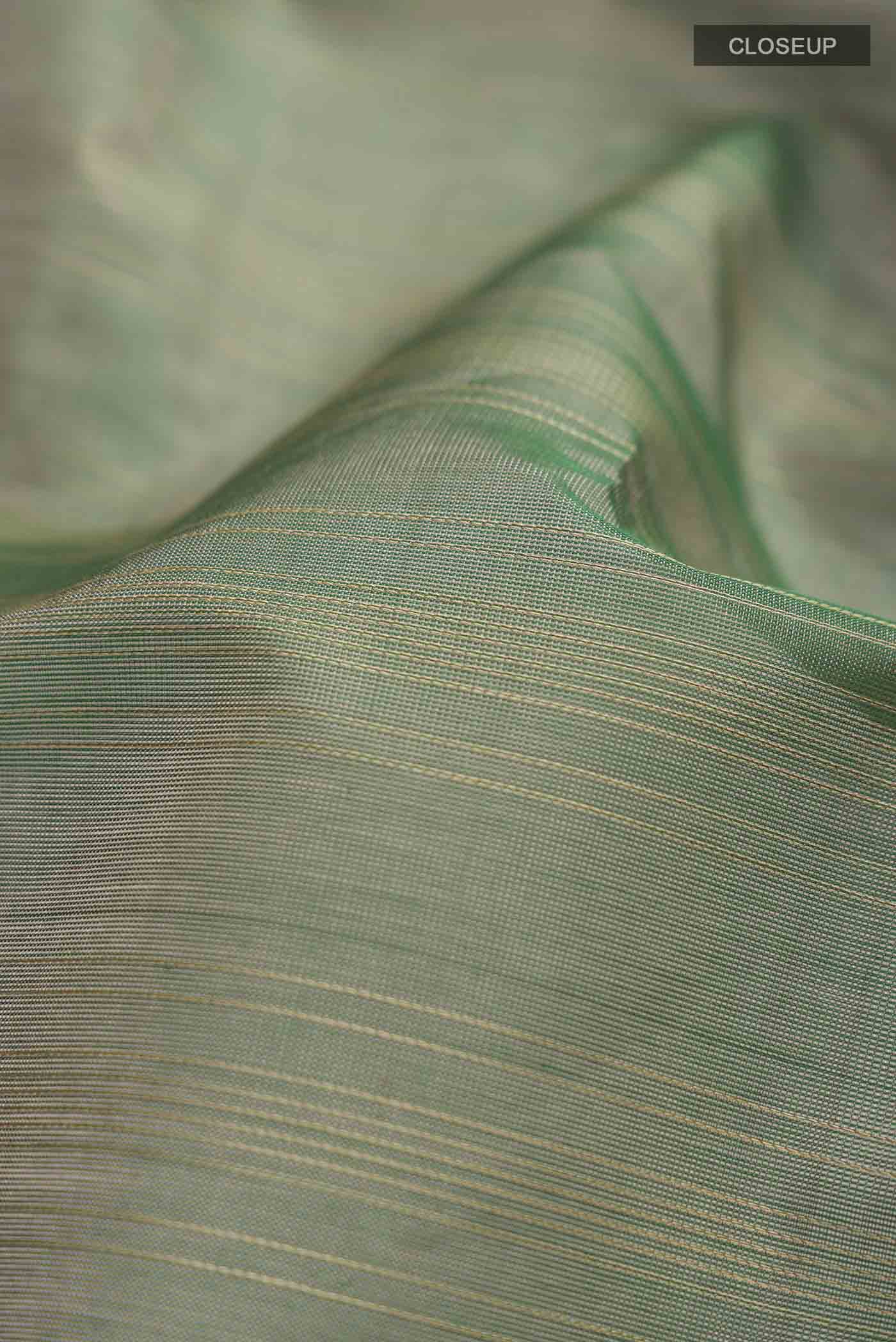 Green Silk Cotton Saree - Image 2