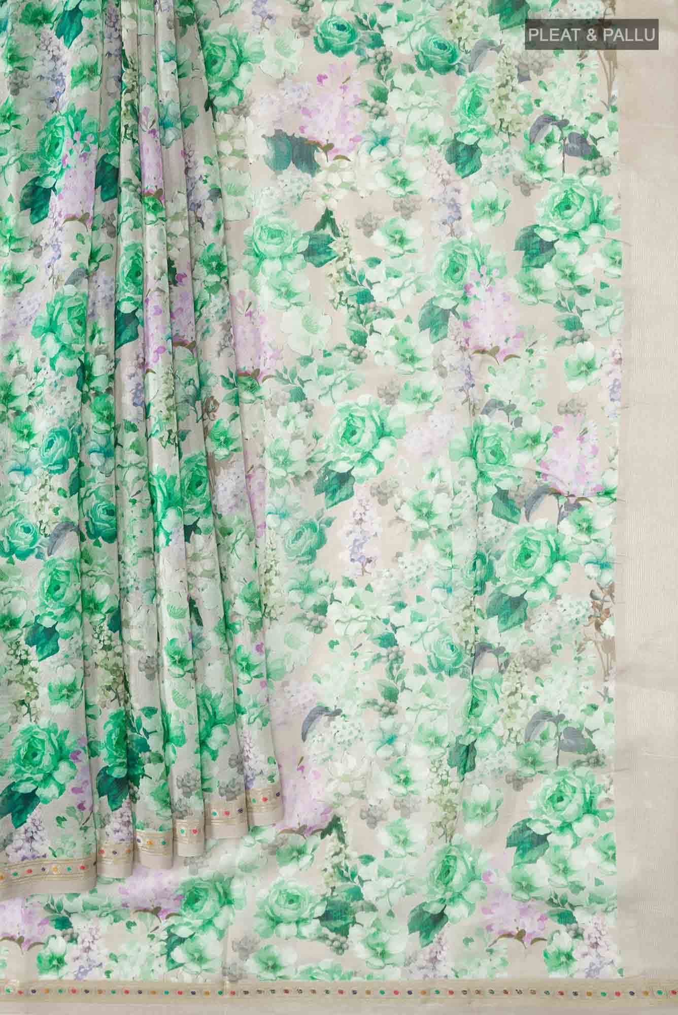 Green Silk Cotton Saree - Image 2