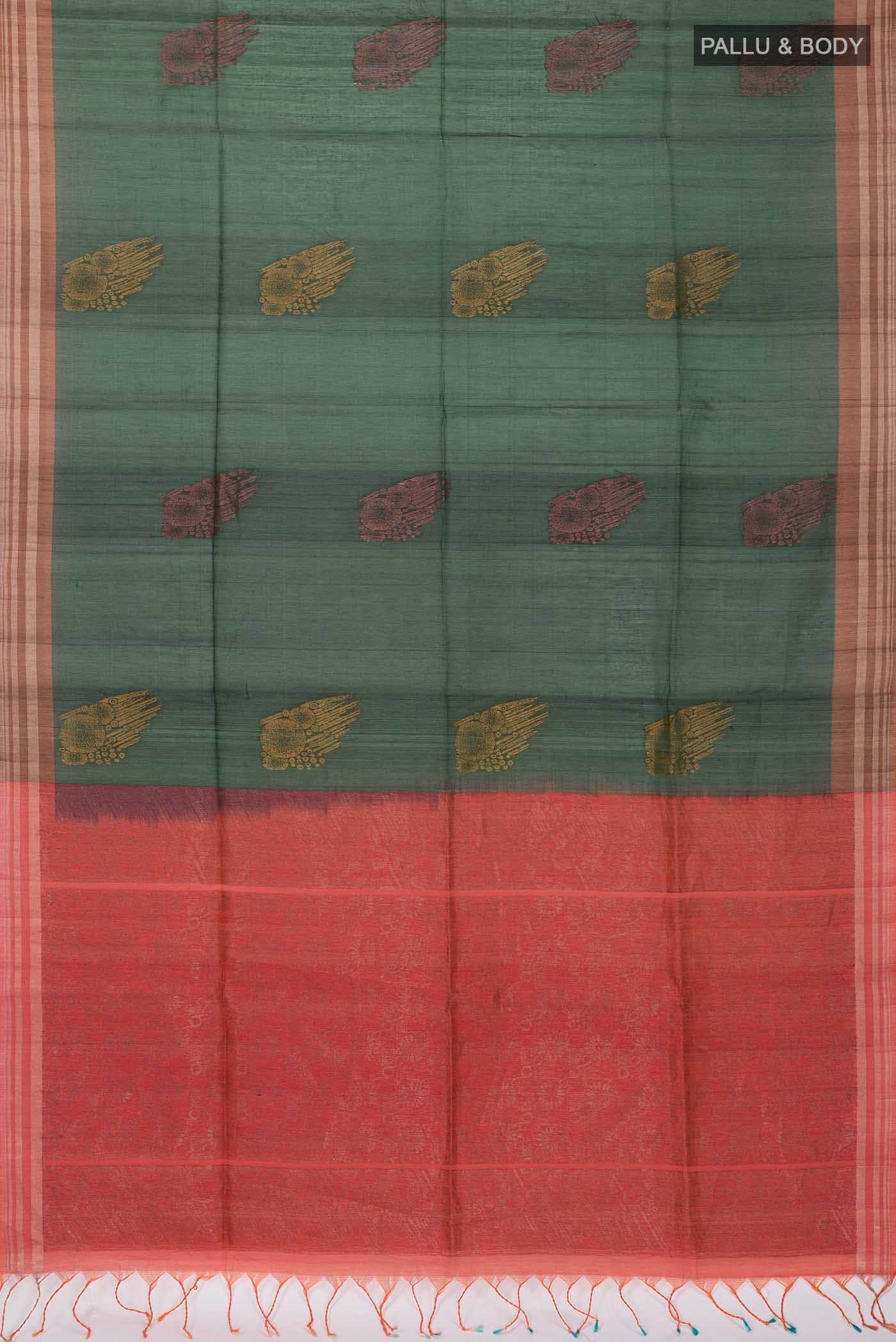 Green Silk Cotton Saree - Image 2