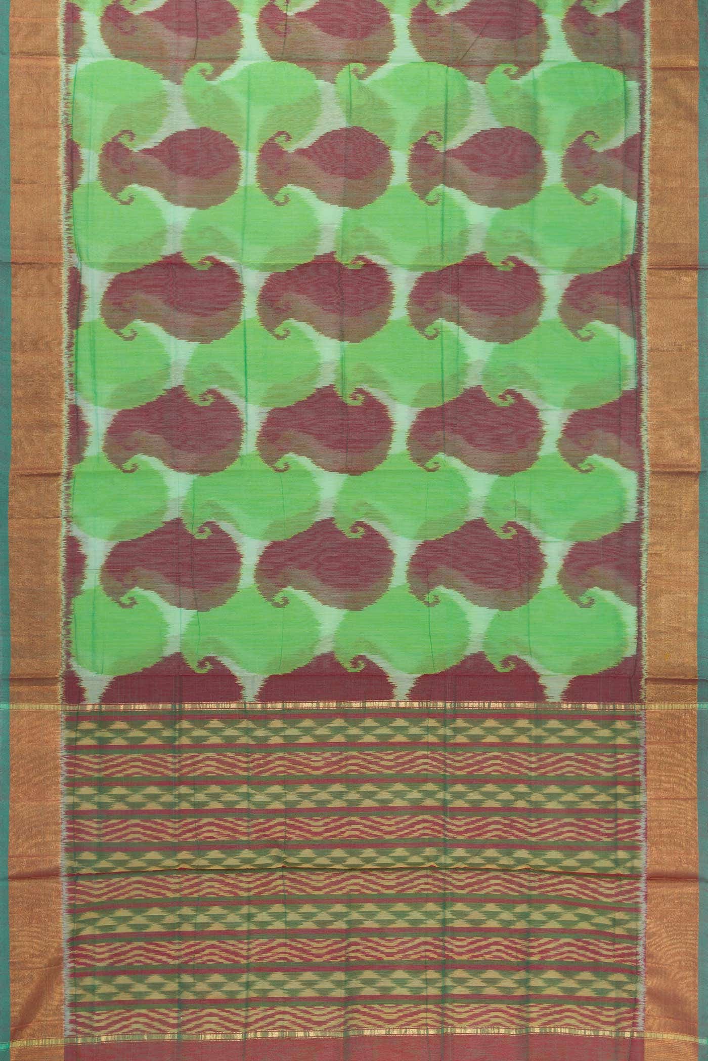 Green Silk Cotton Saree - Image 2