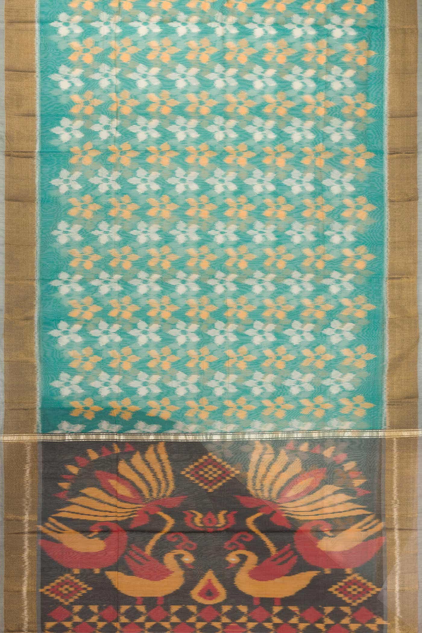 Green Silk Cotton Saree - Image 2
