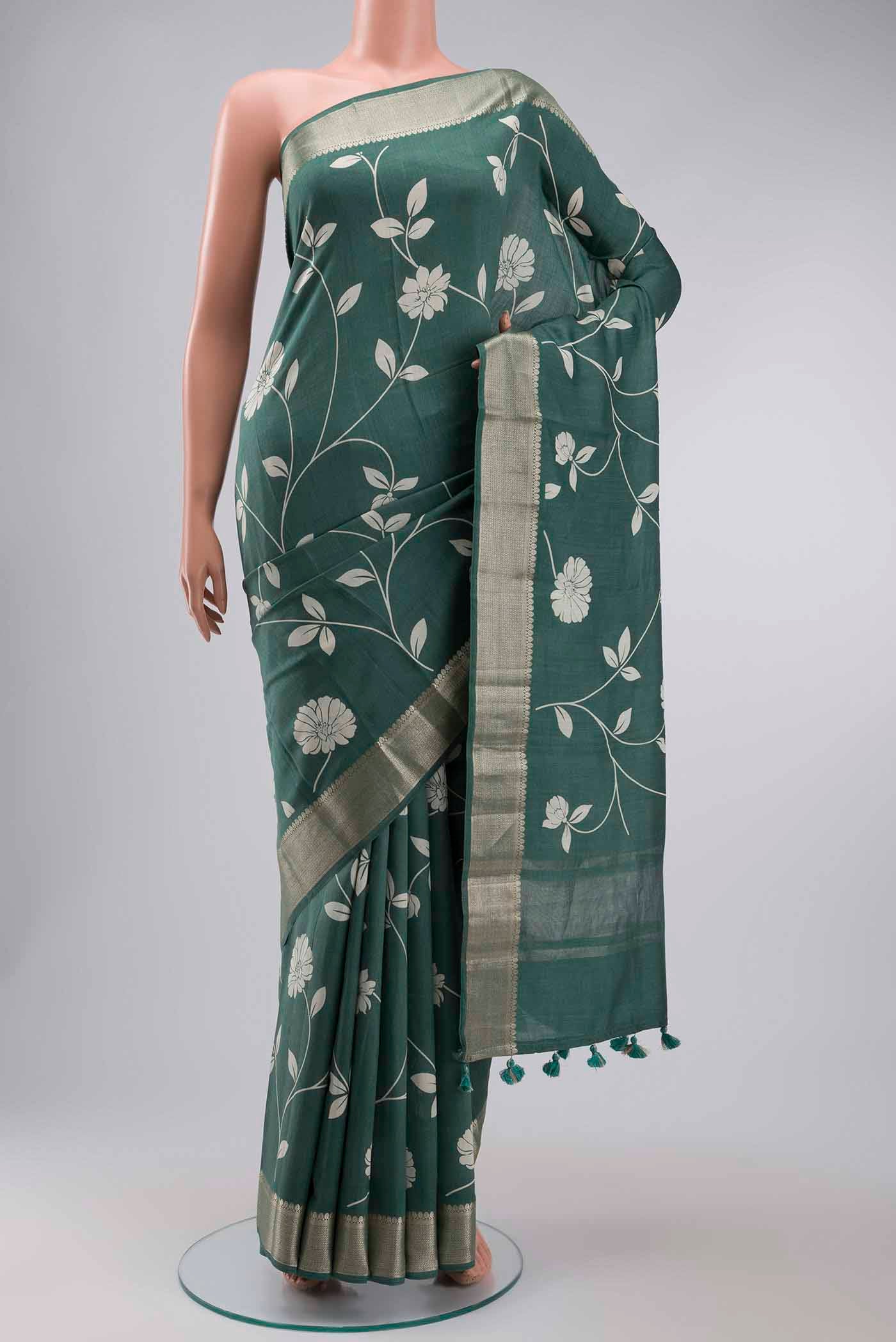 Green Tussar Silk Saree