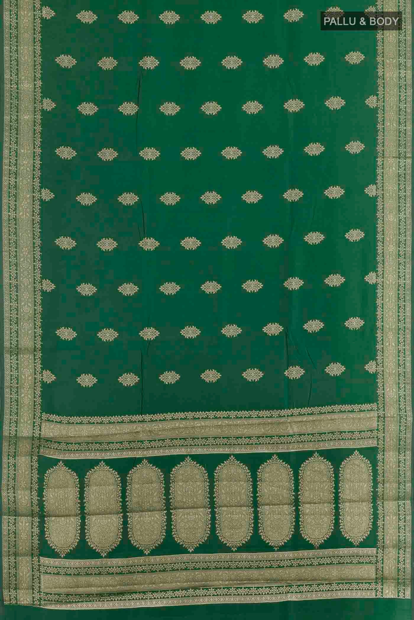 Green Banarasi Raw Silk Saree - Image 3