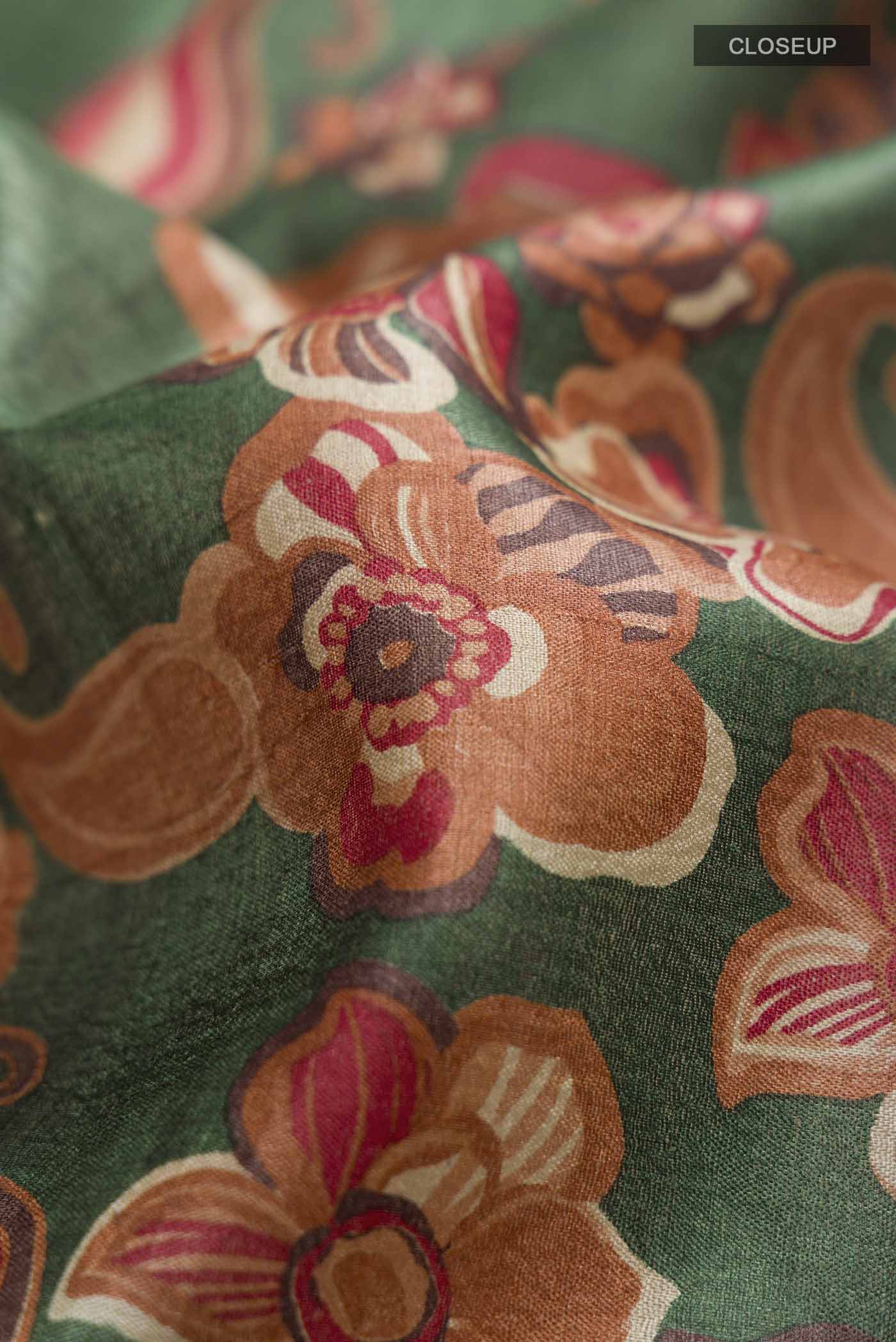 Green Tussar Silk Saree - Image 2