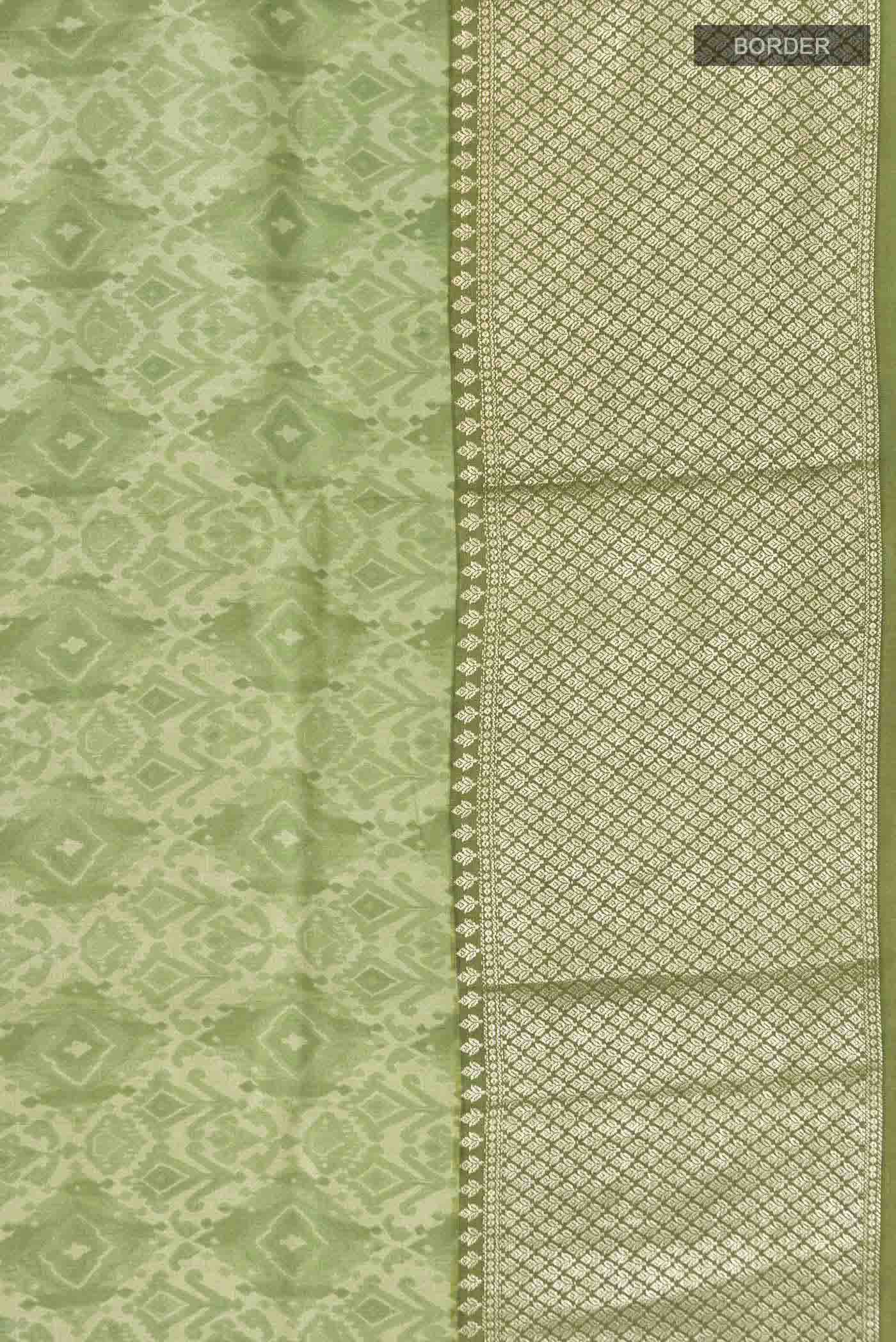 Green Tussar Silk Saree - Image 3