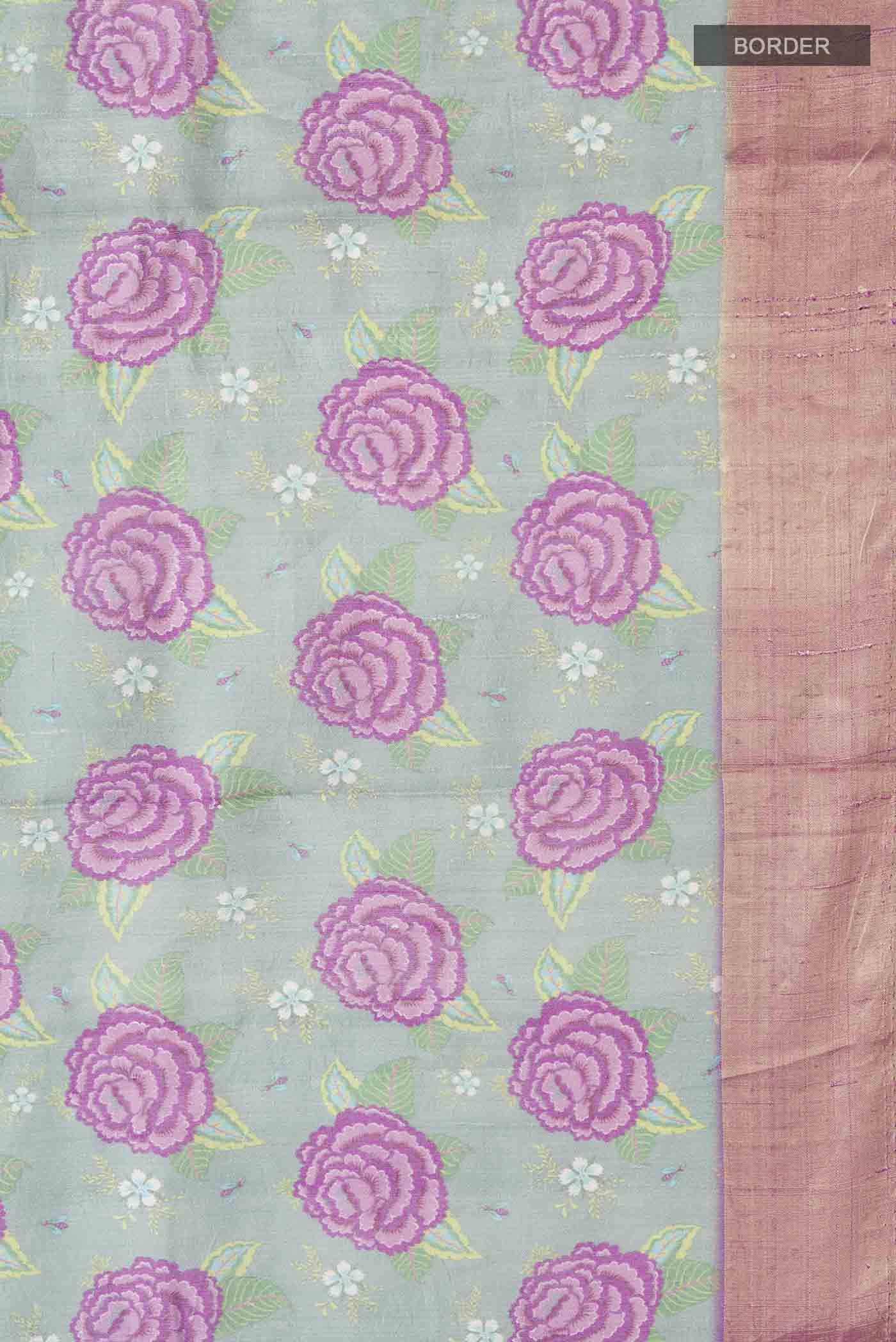Green Tussar Silk Saree - Image 3