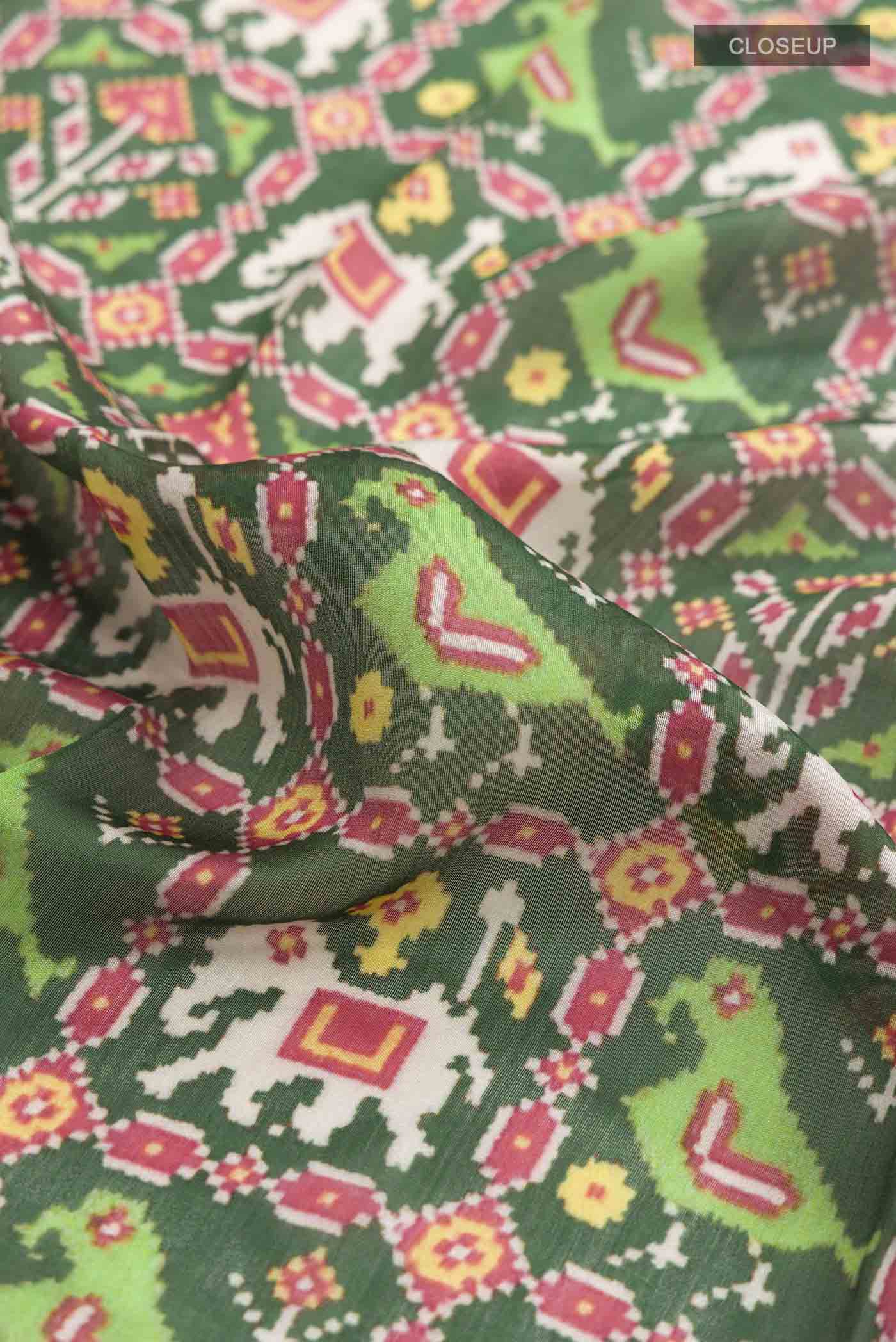 Green Tussar Silk Saree - Image 2