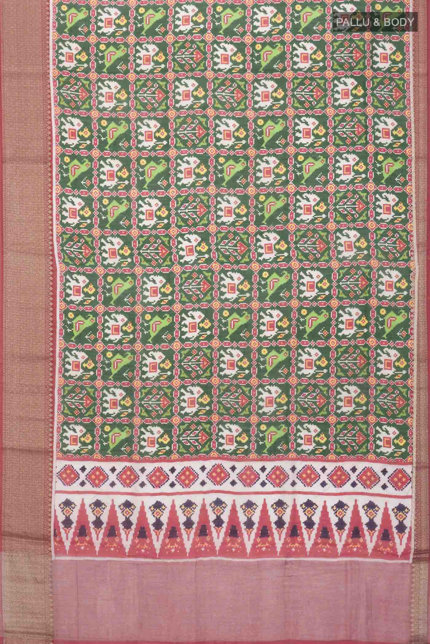 Green Tussar Silk Saree - Image 5