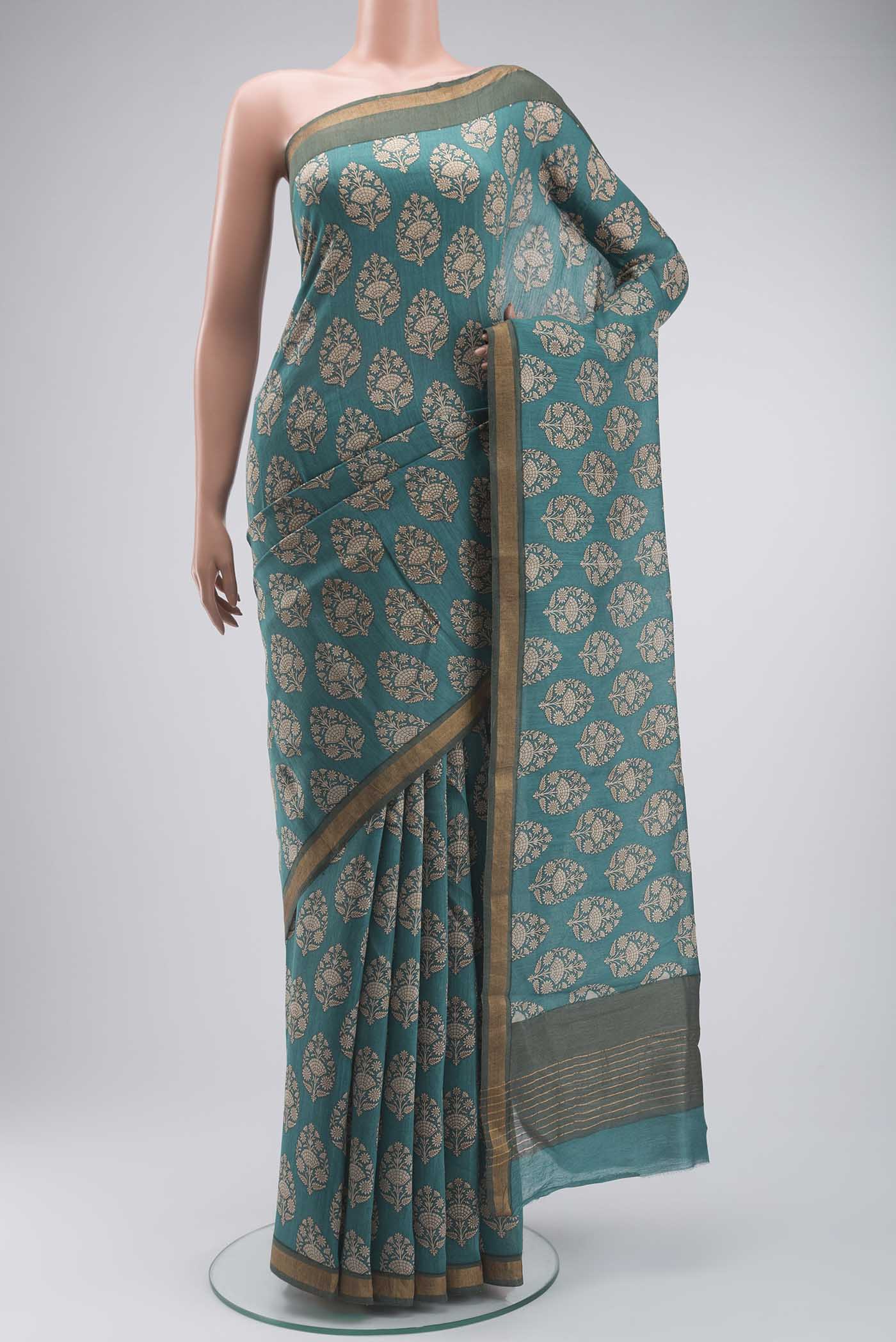 Green Tussar Silk Saree