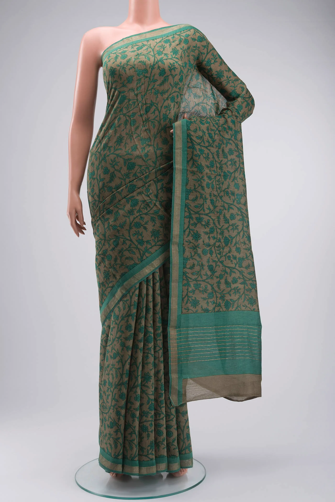 Green Tussar Silk Saree