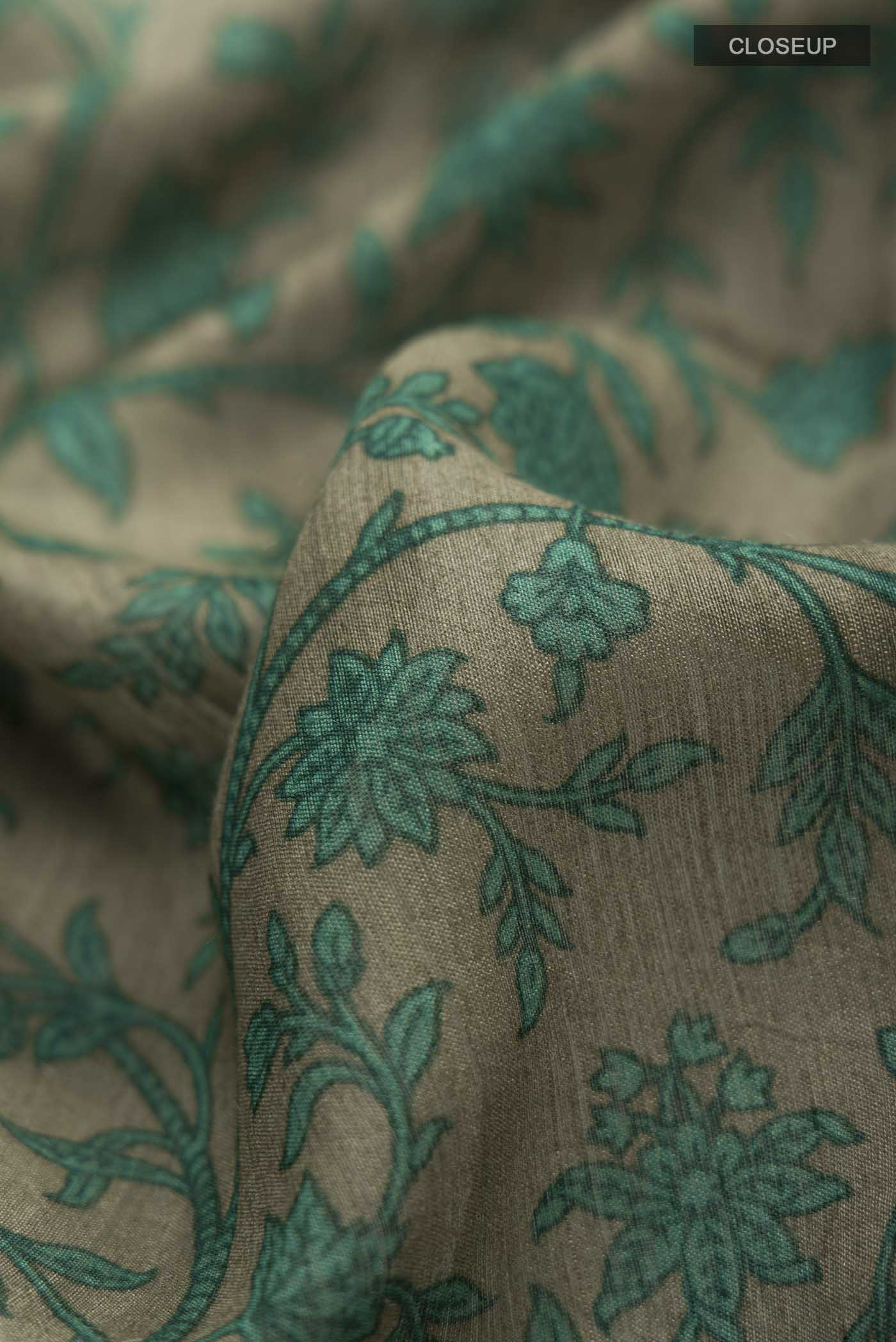 Green Tussar Silk Saree - Image 2
