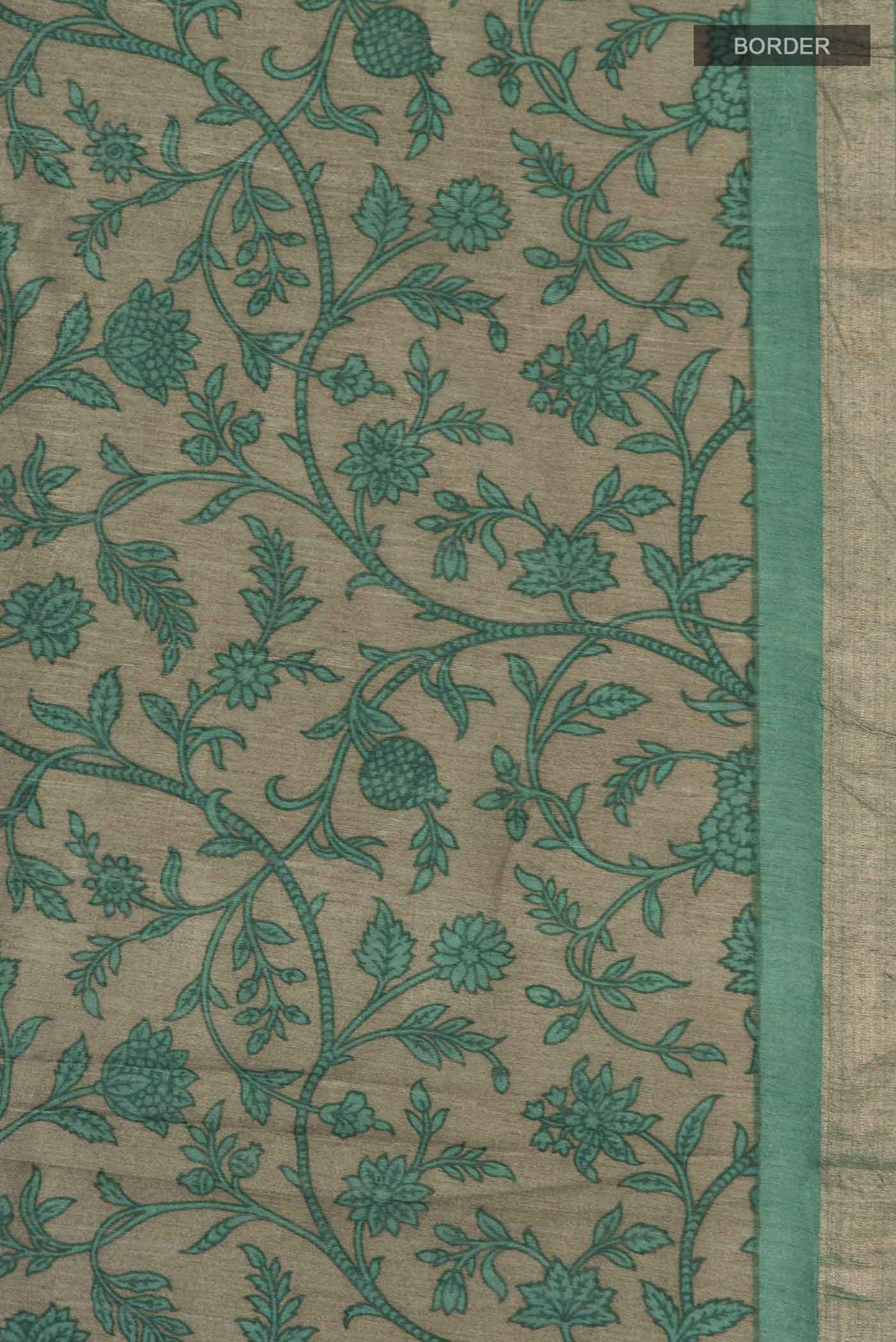 Green Tussar Silk Saree - Image 3