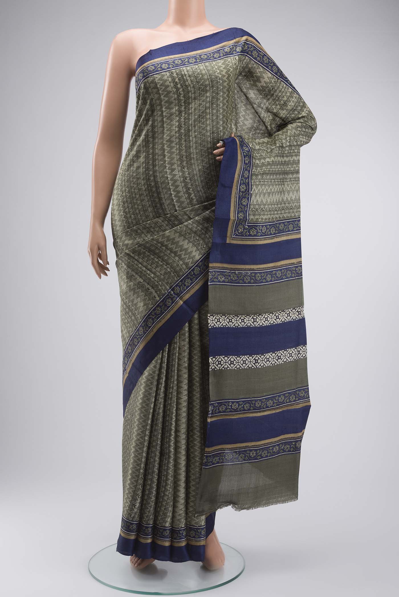 Green Tussar Silk Saree