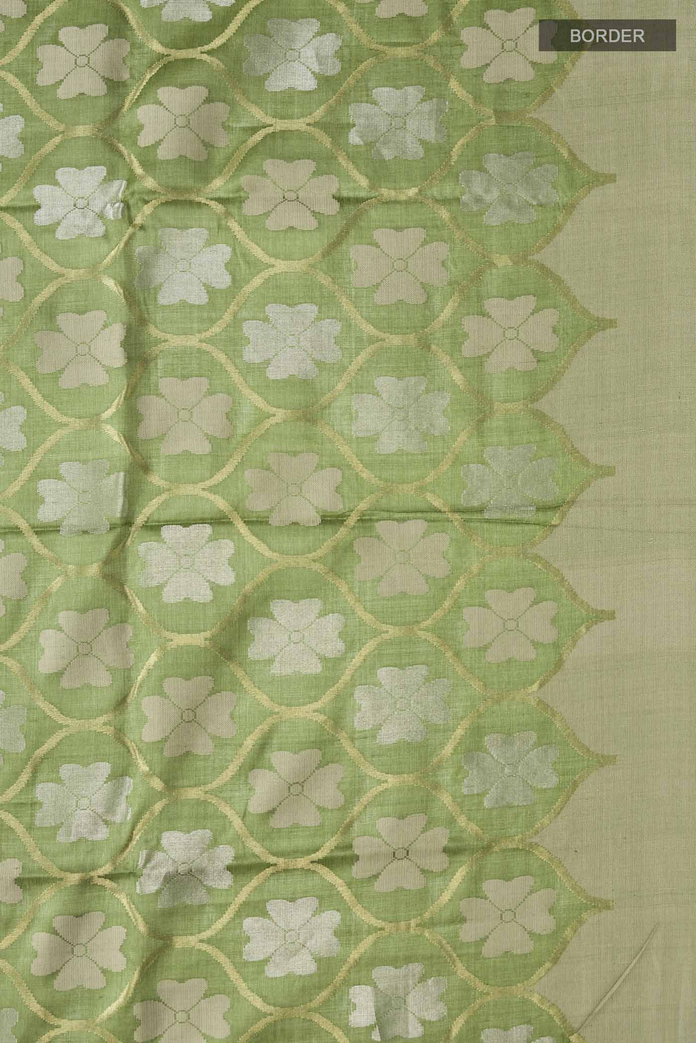 Green Tussar Silk Saree - Image 3