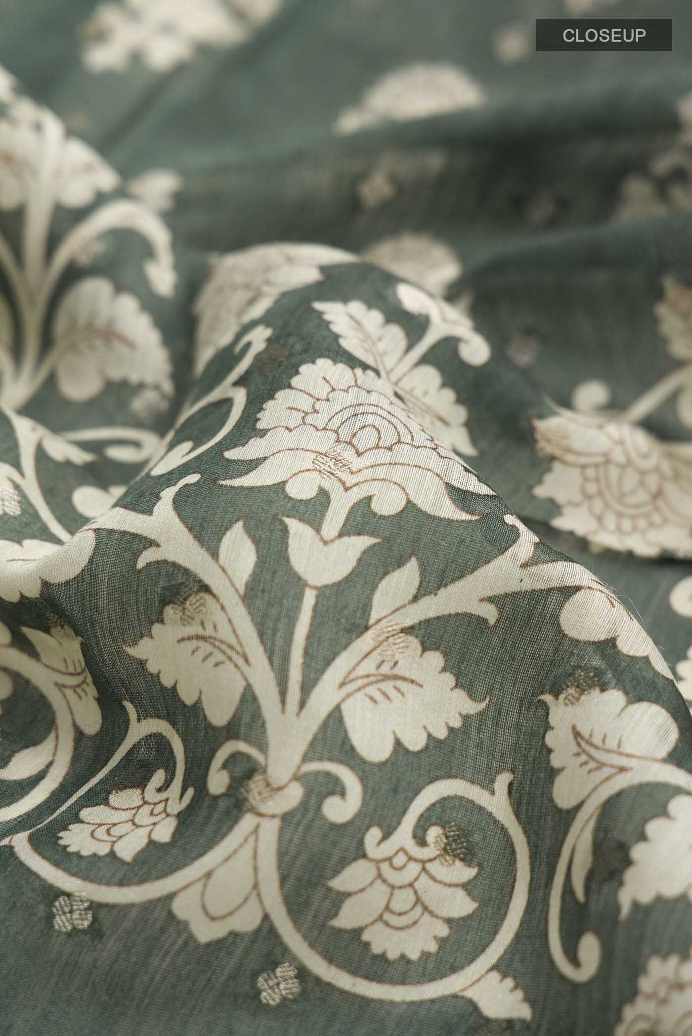 Green Tussar Silk Saree - Image 2