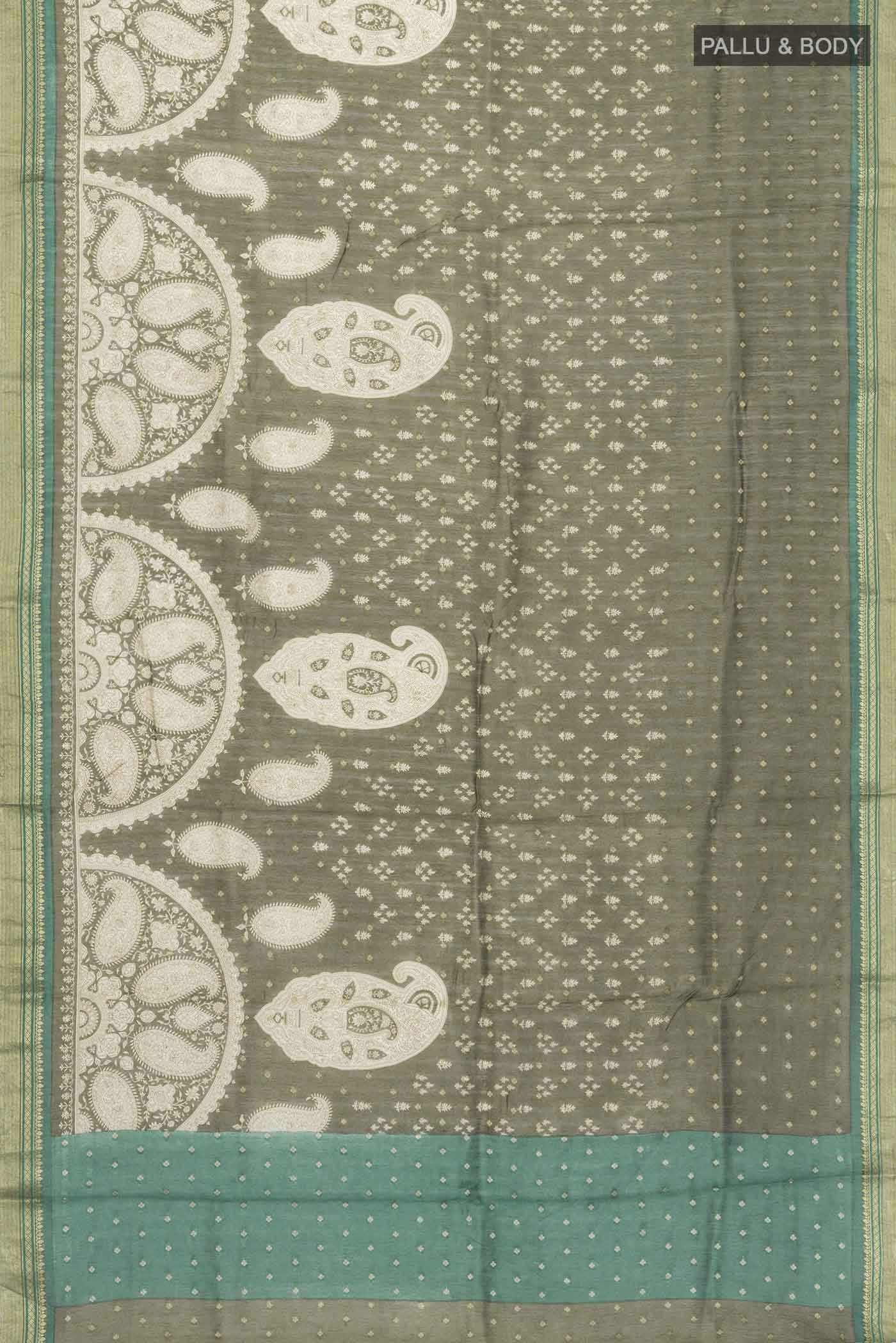 Green Tussar Silk Saree - Image 5