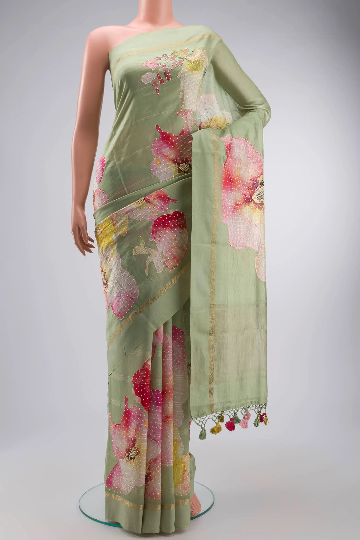 Green Tussar Silk Saree