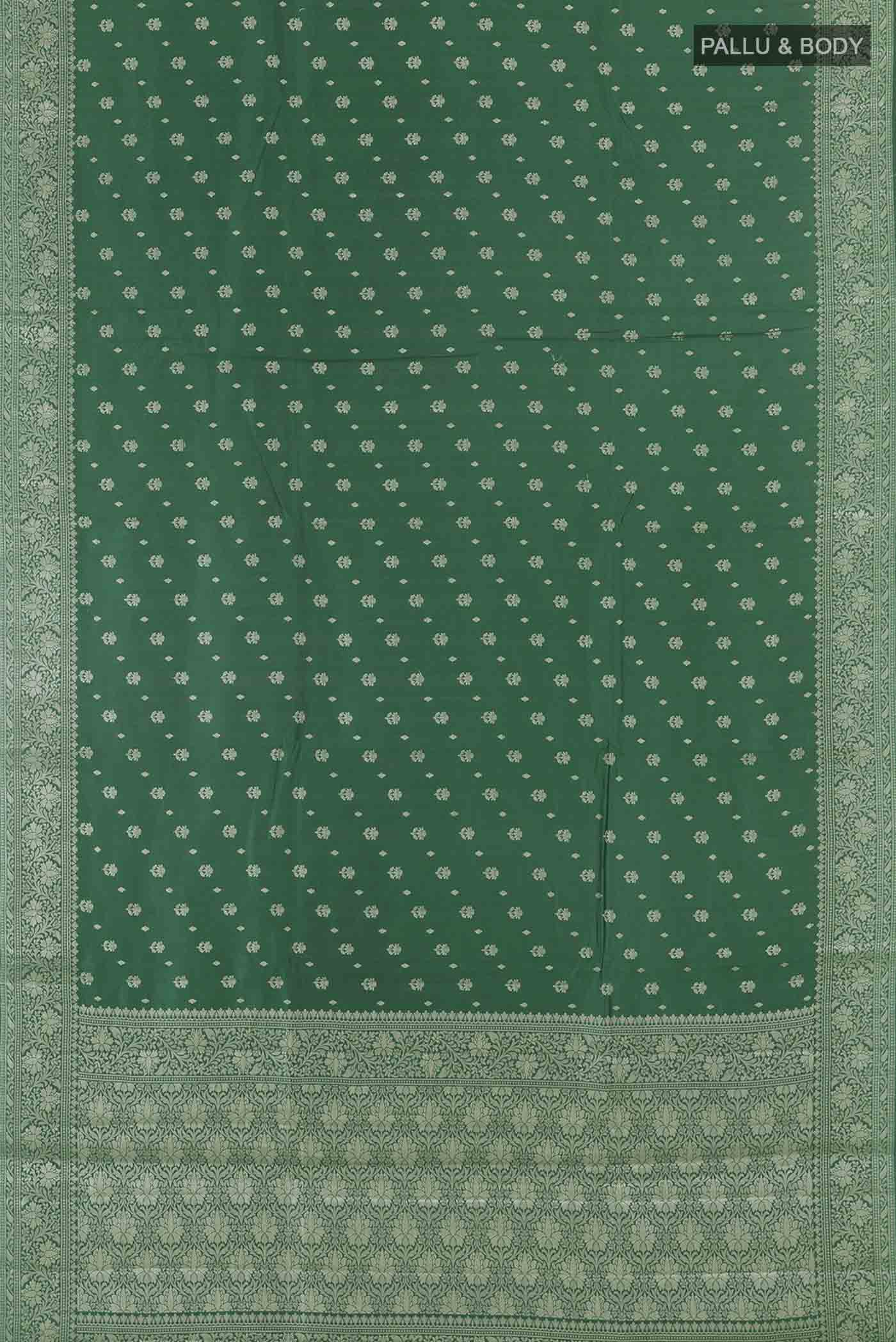 Green Banarasi Raw Silk Saree - Image 5