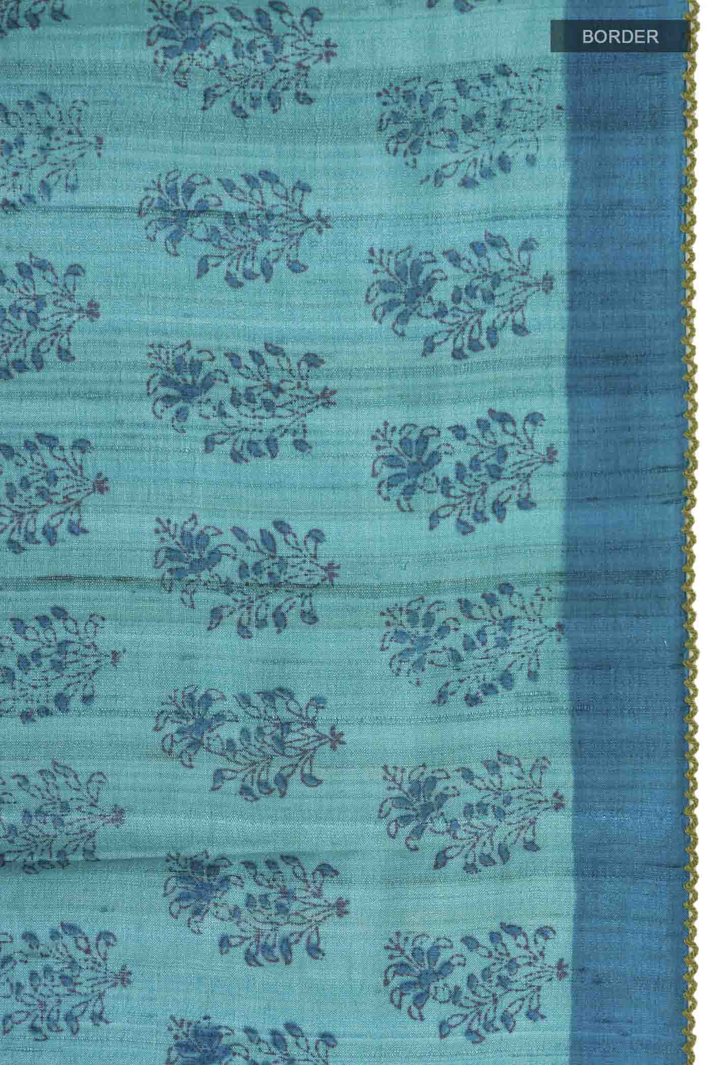 Green Tussar Silk Saree - Image 3