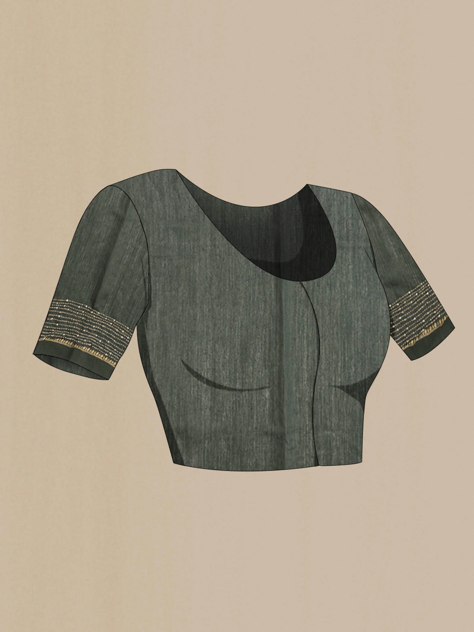 Green Tussar Silk Saree - Image 4