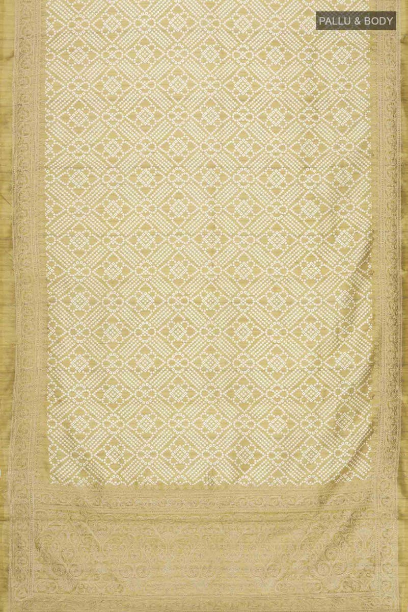 Green Blended Tussar Silk Saree - Image 2