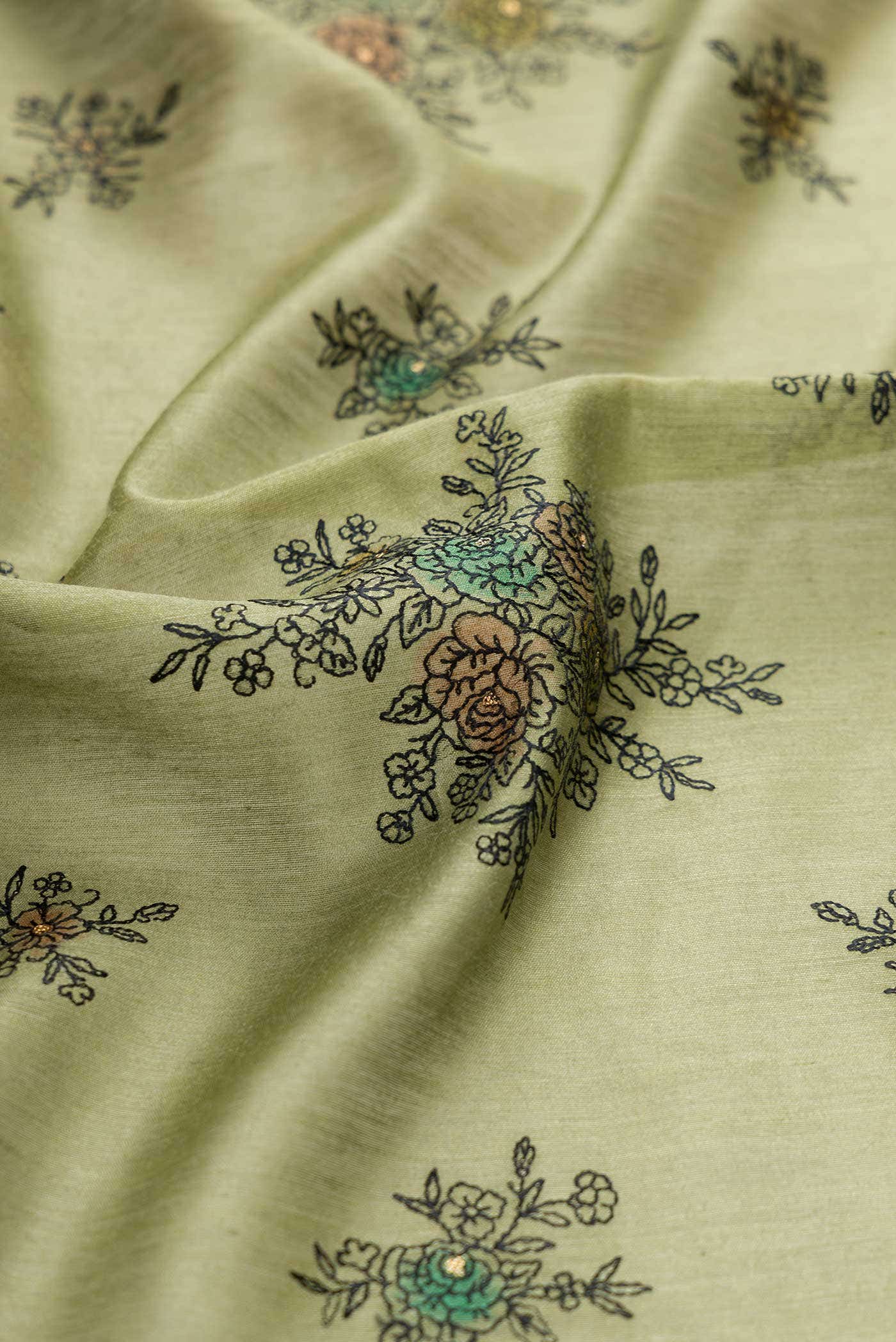 Green Tussar Silk Saree - Image 2