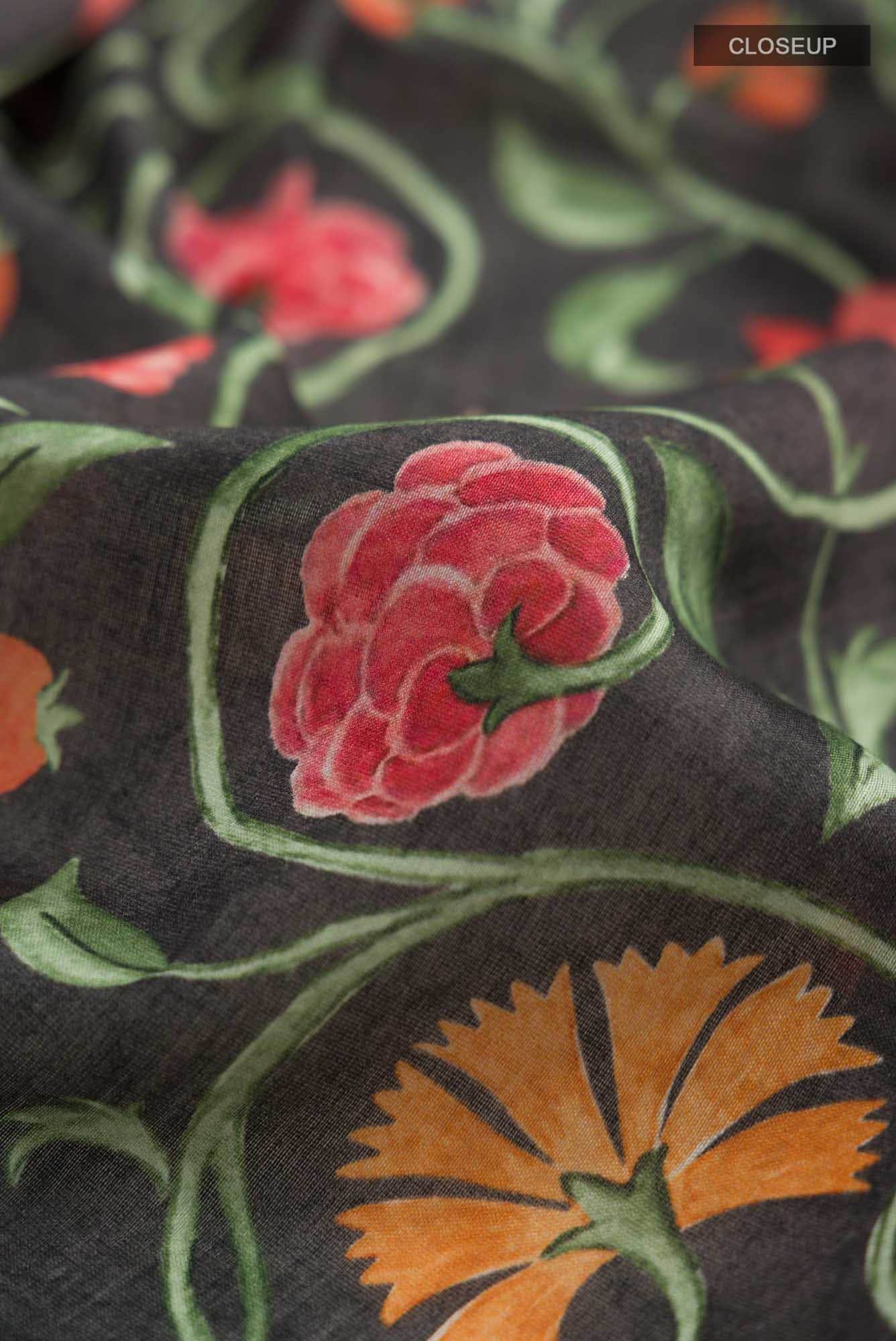 Green Tussar Silk Saree - Image 2