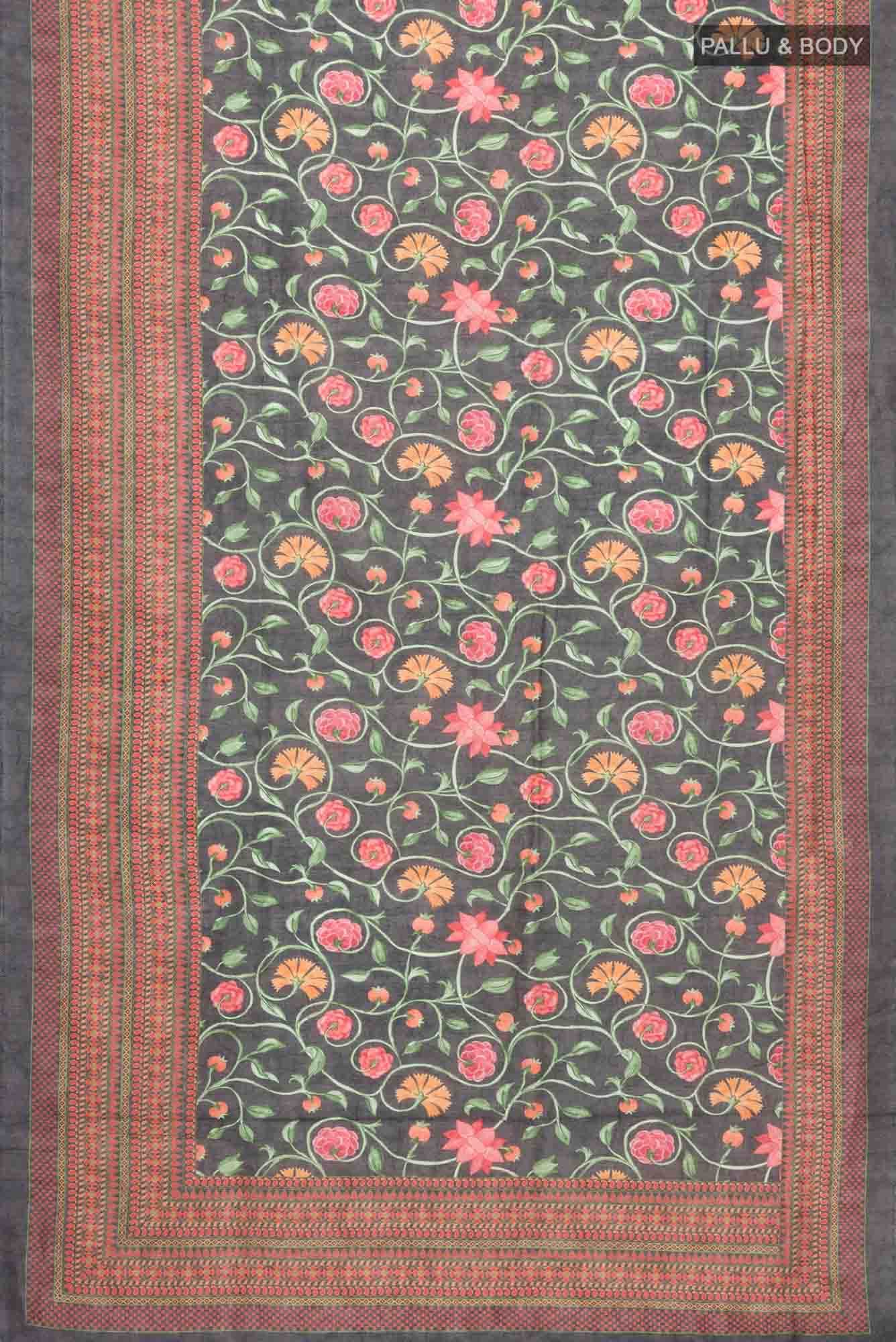 Green Tussar Silk Saree - Image 3