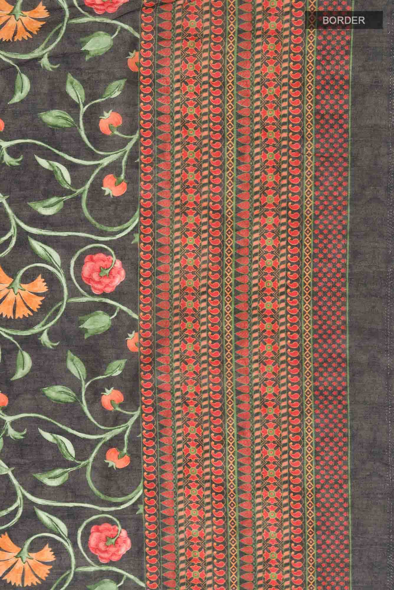 Green Tussar Silk Saree - Image 4