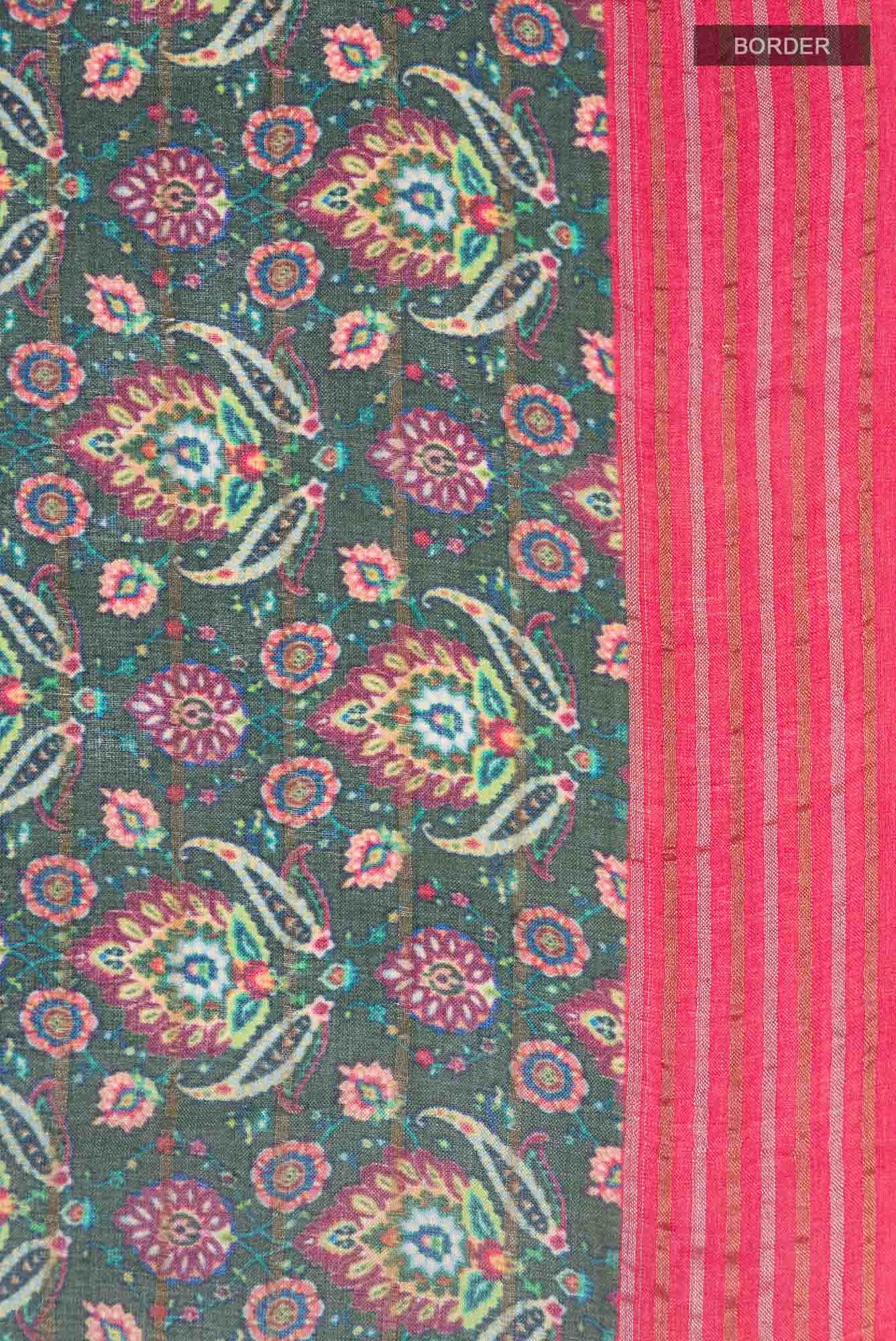 Green Tussar Silk Saree - Image 4