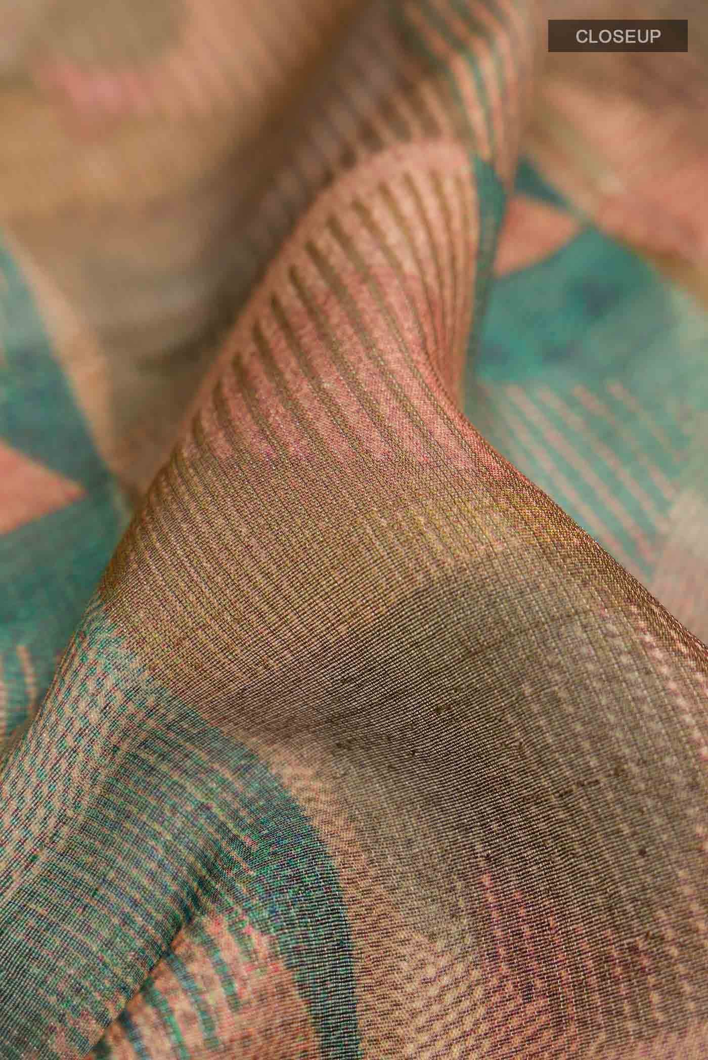 Green Tussar Silk Saree - Image 3