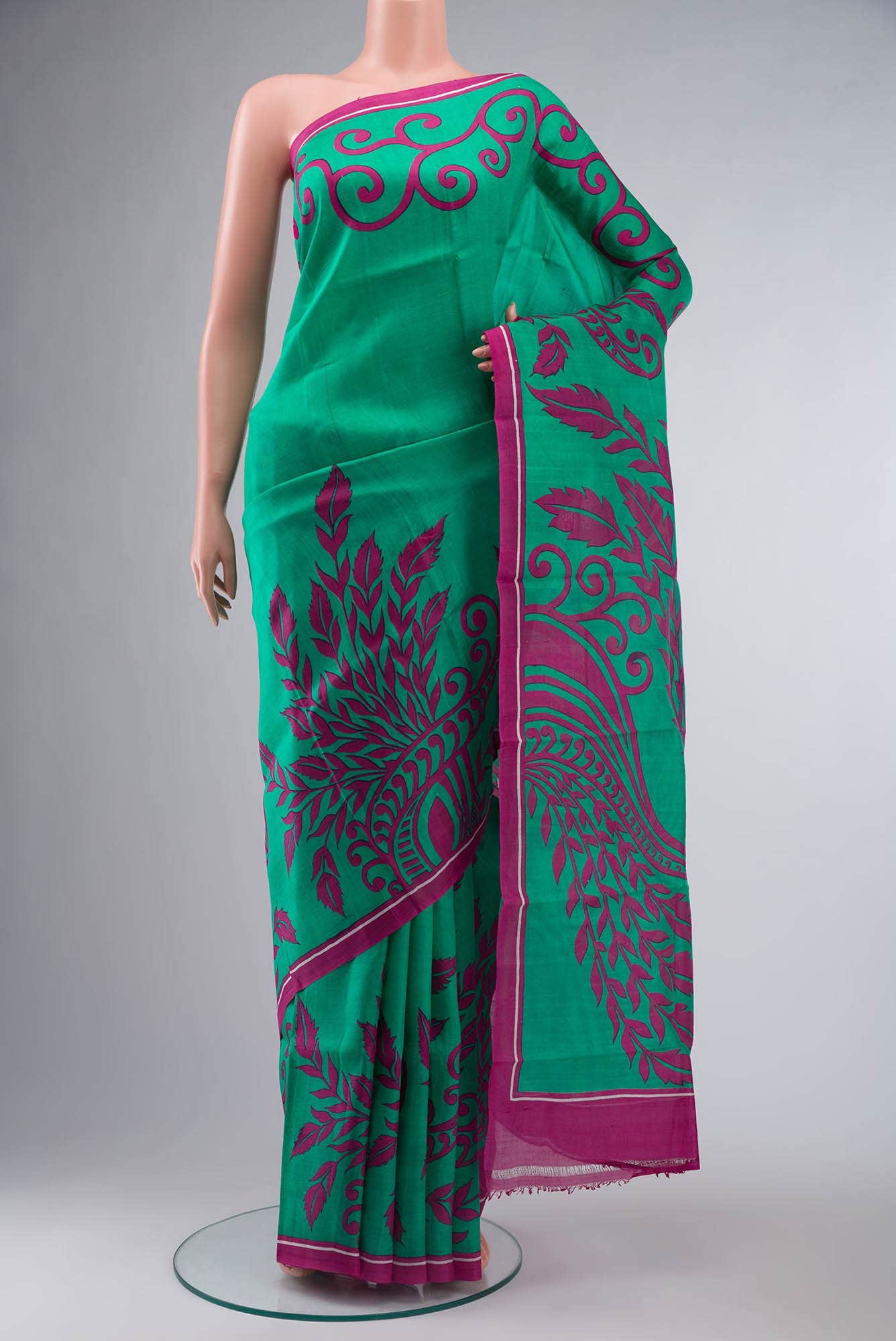 Green Tussar Silk Saree