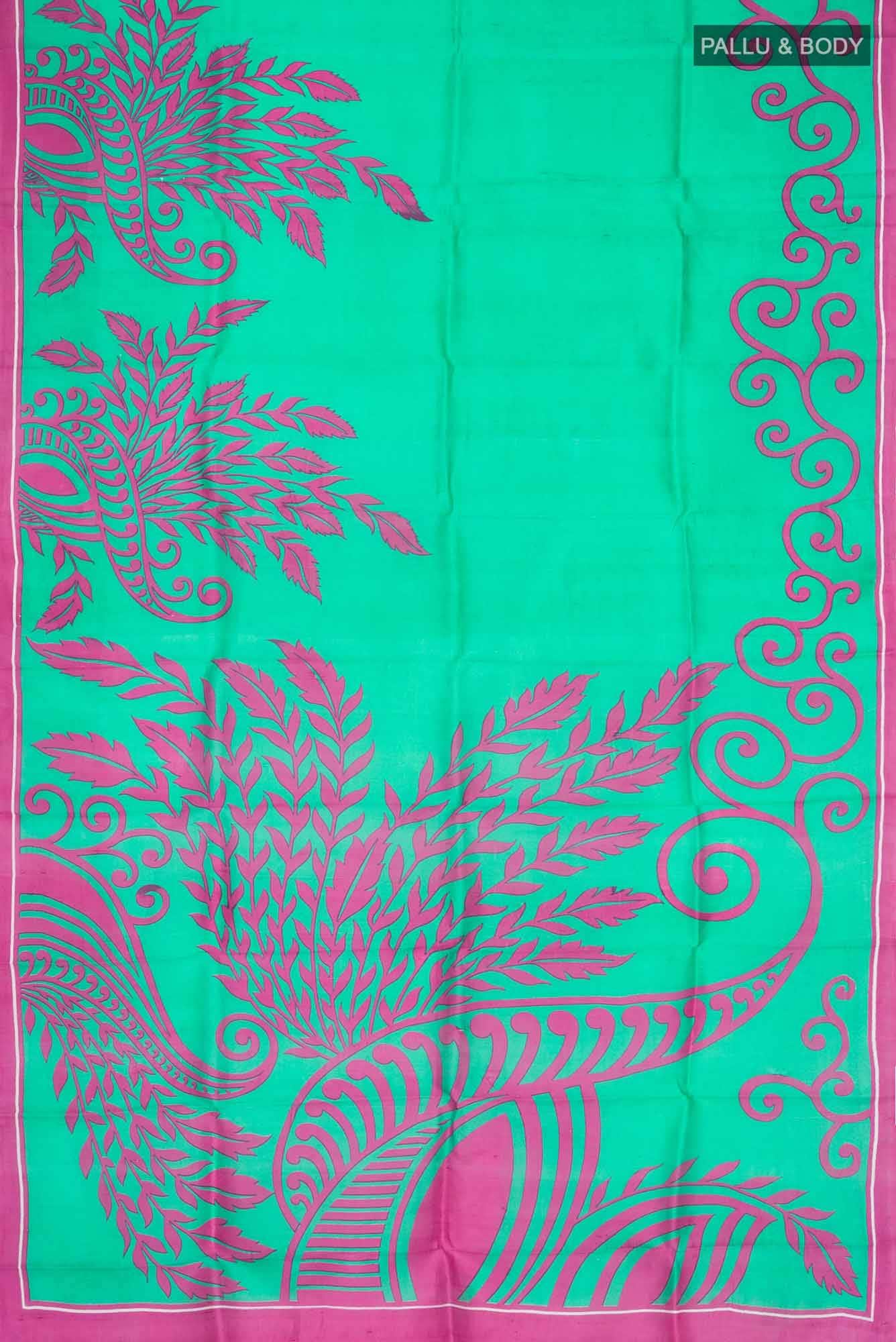 Green Tussar Silk Saree - Image 2
