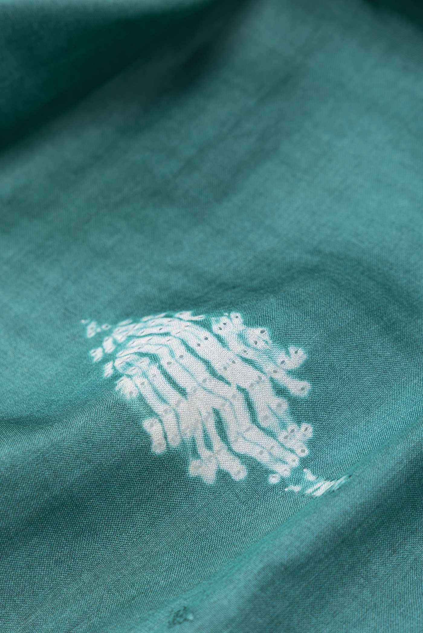 Green Tussar Silk Saree - Image 2