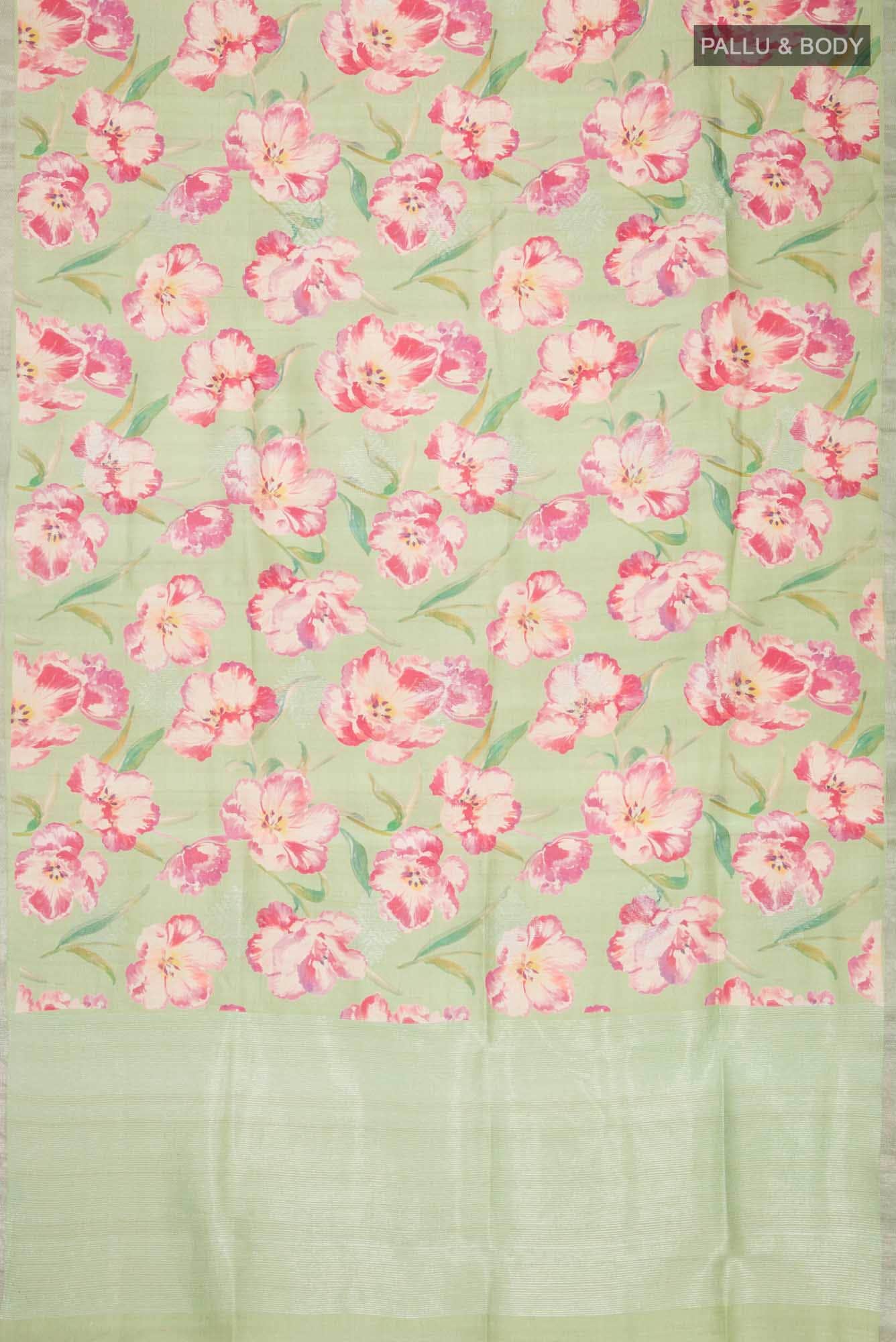 Green Tussar Silk Saree - Image 4