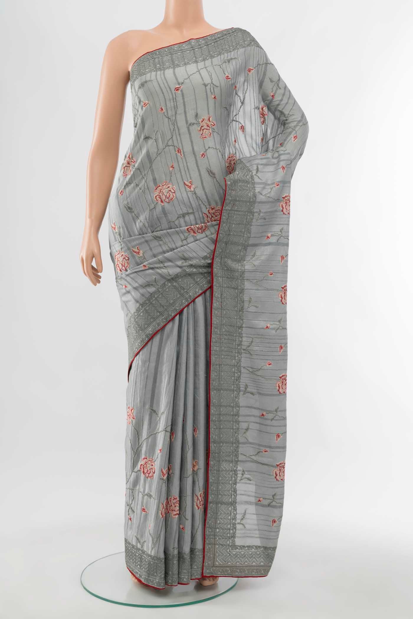 Grey Art Silk Saree