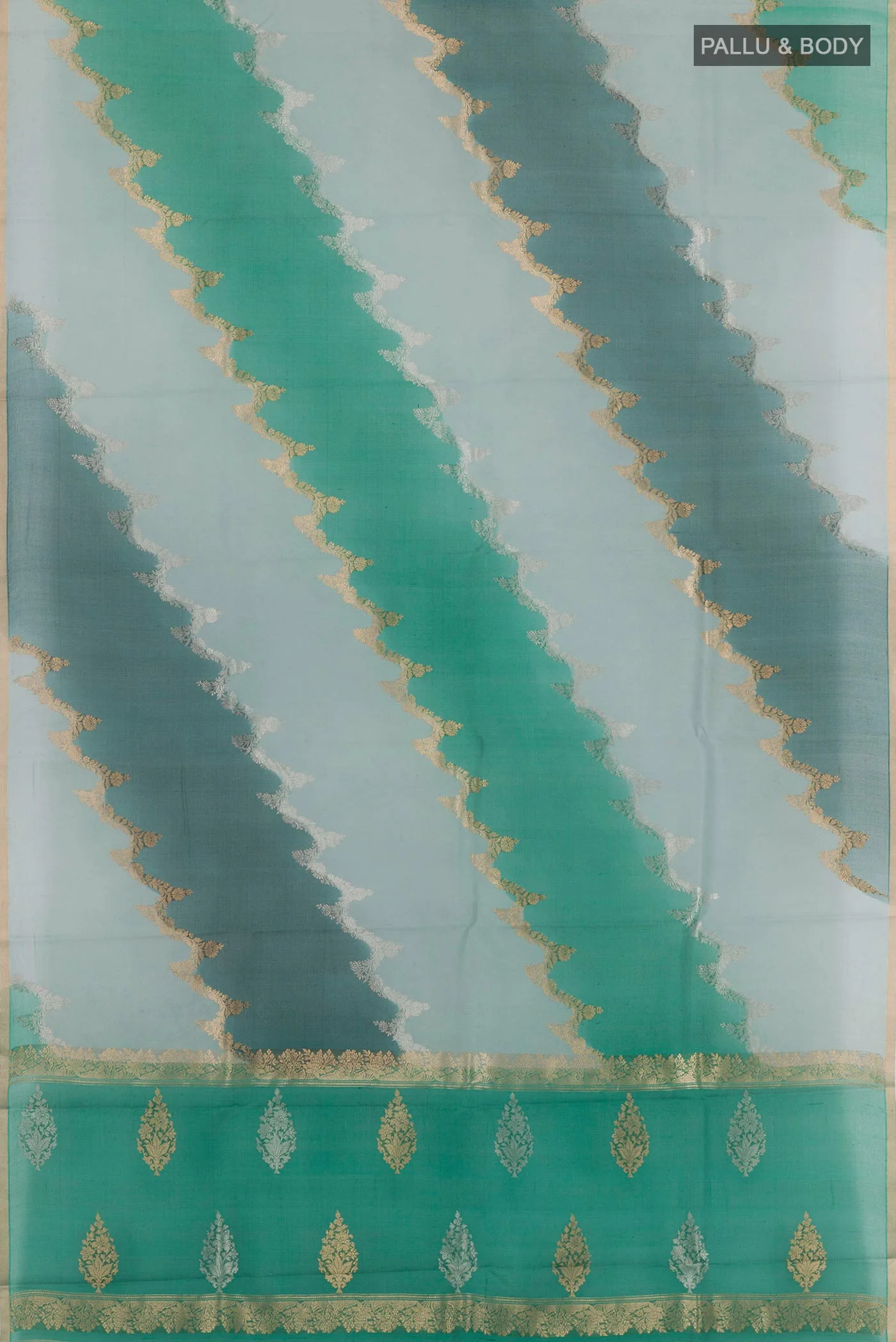 Multi Color Banarasi Kora Silk Saree - Image 3