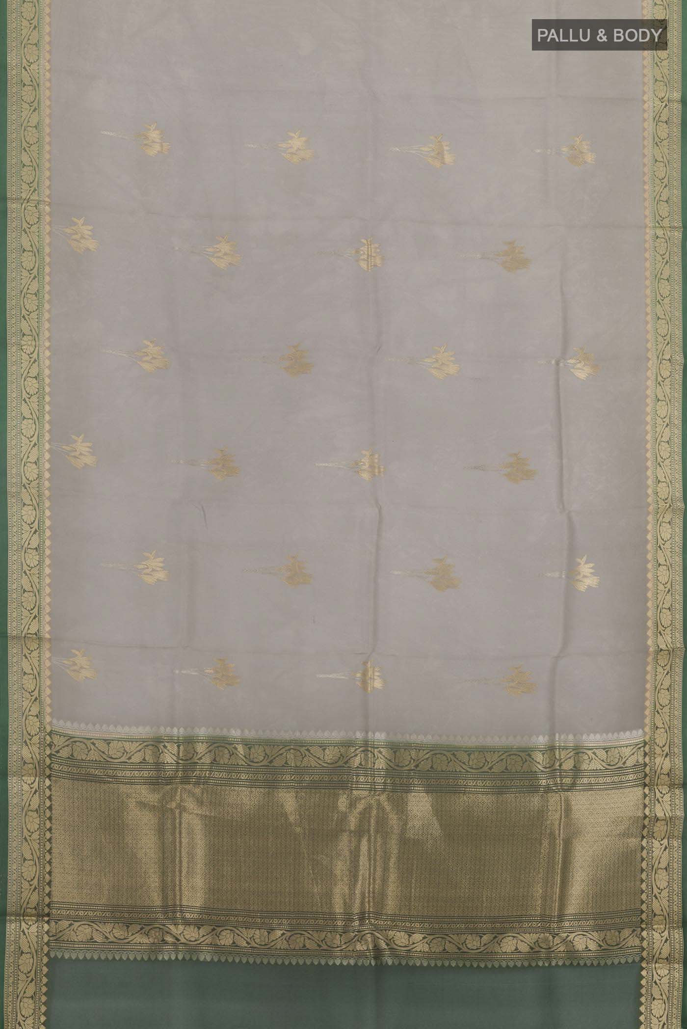 Grey Banarasi Kora Silk Saree - Image 3