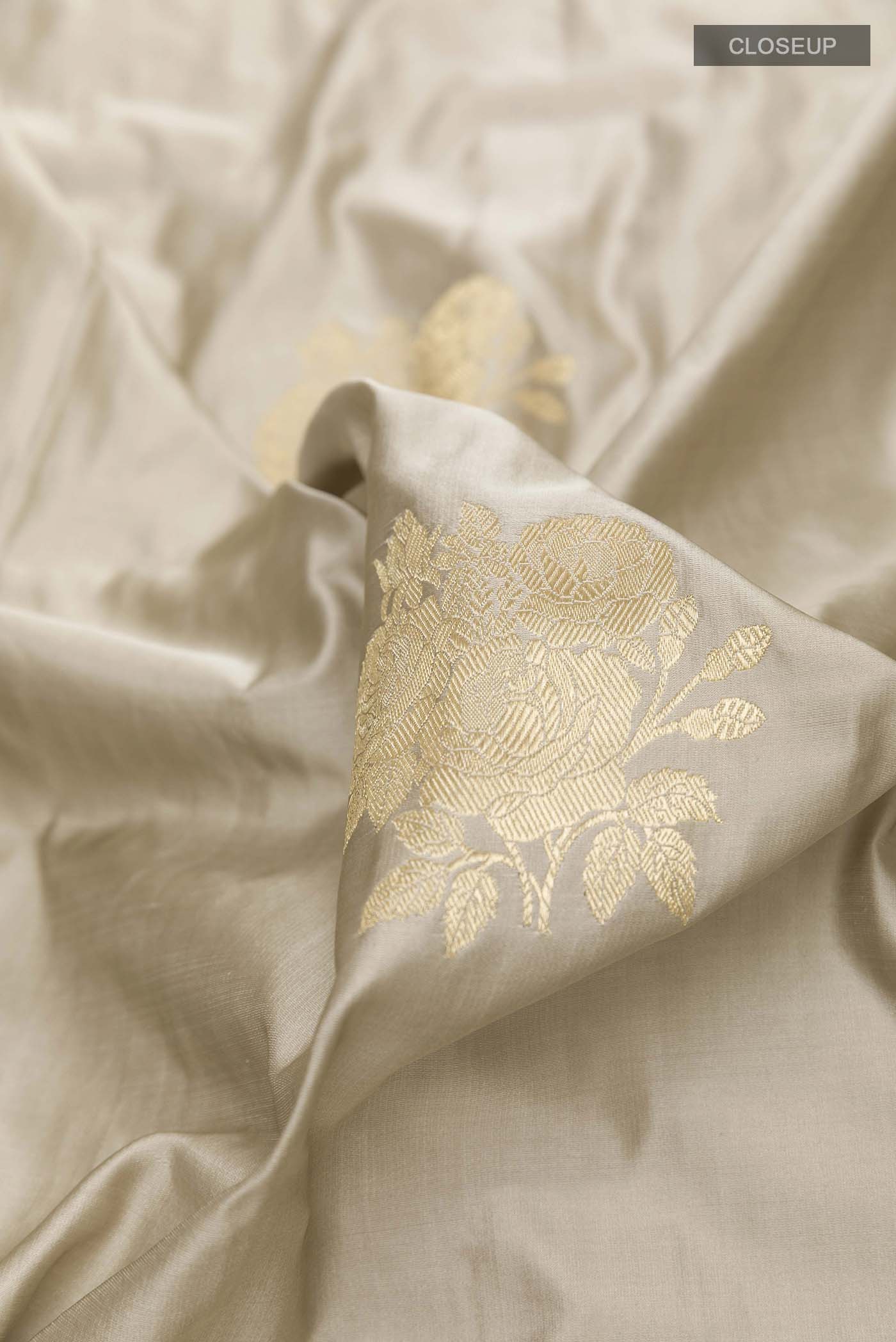 Beige Banarasi Silk Saree - Image 2