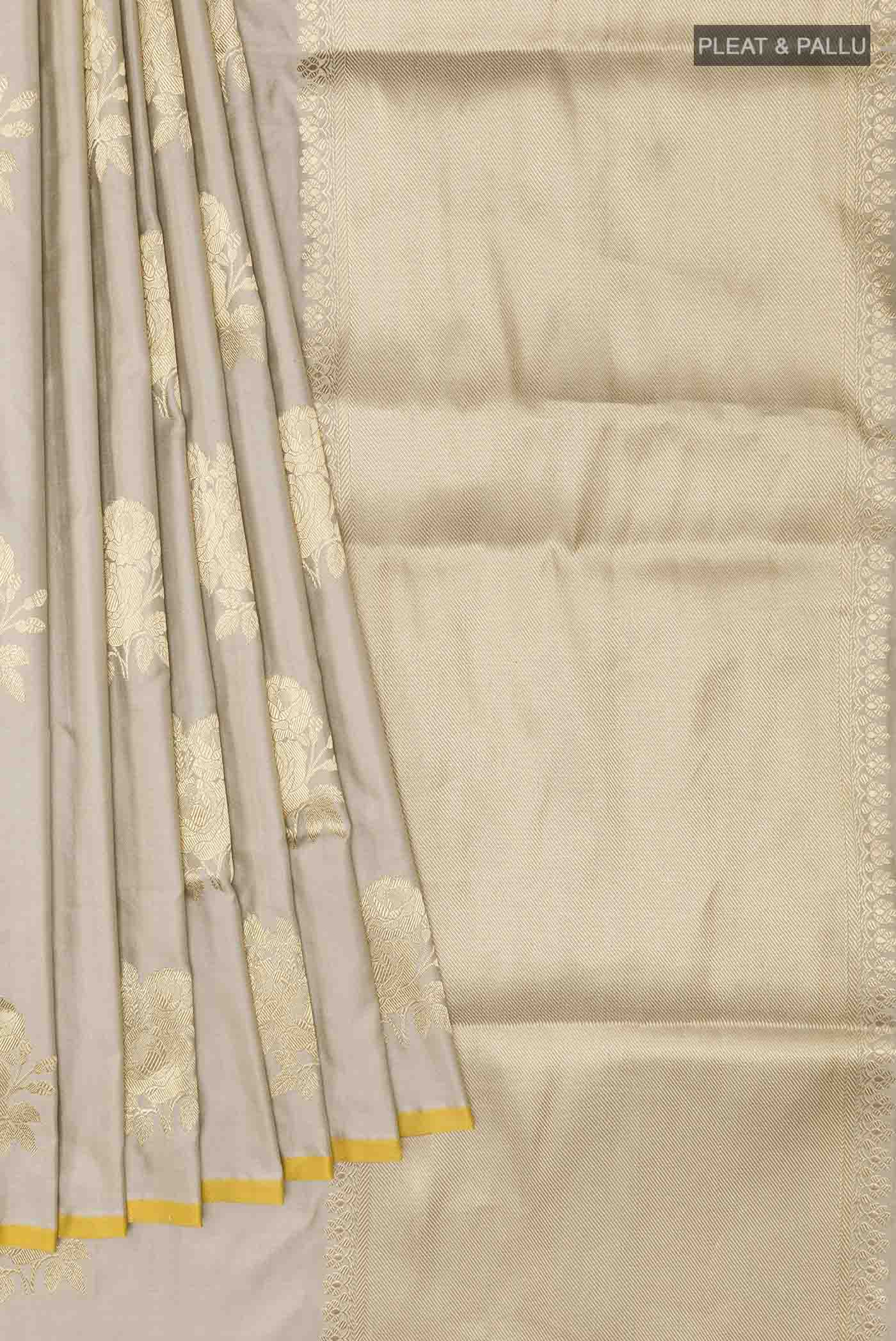 Beige Banarasi Silk Saree - Image 4