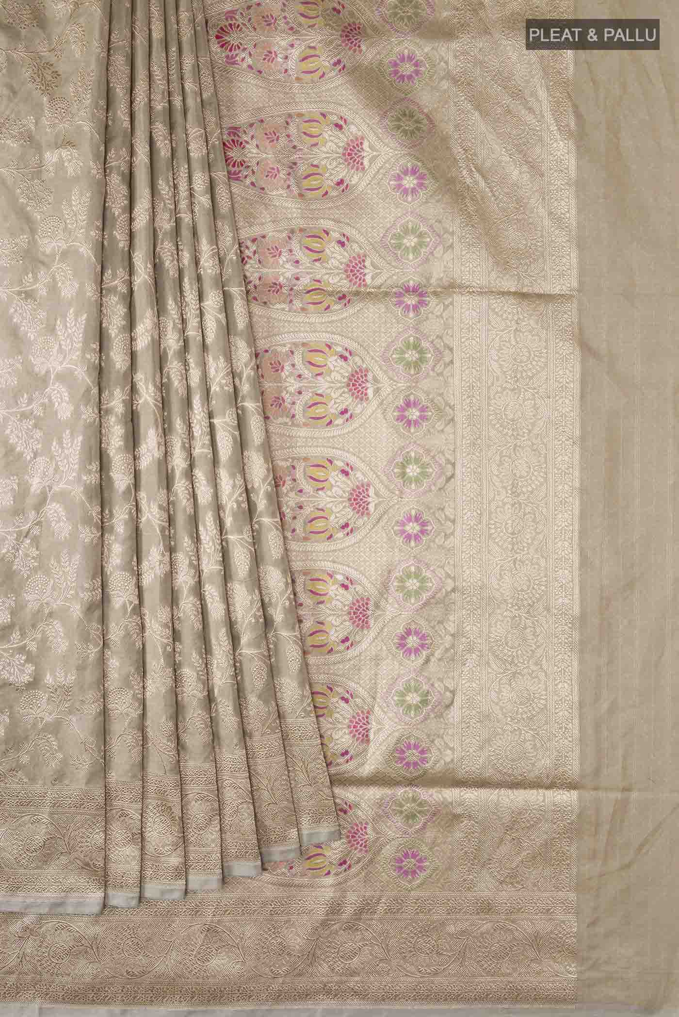 Grey Banarasi Silk Saree - Image 4