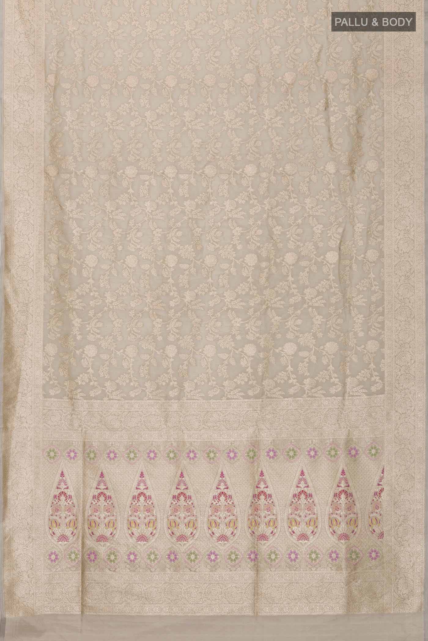 Grey Banarasi Silk Saree - Image 6