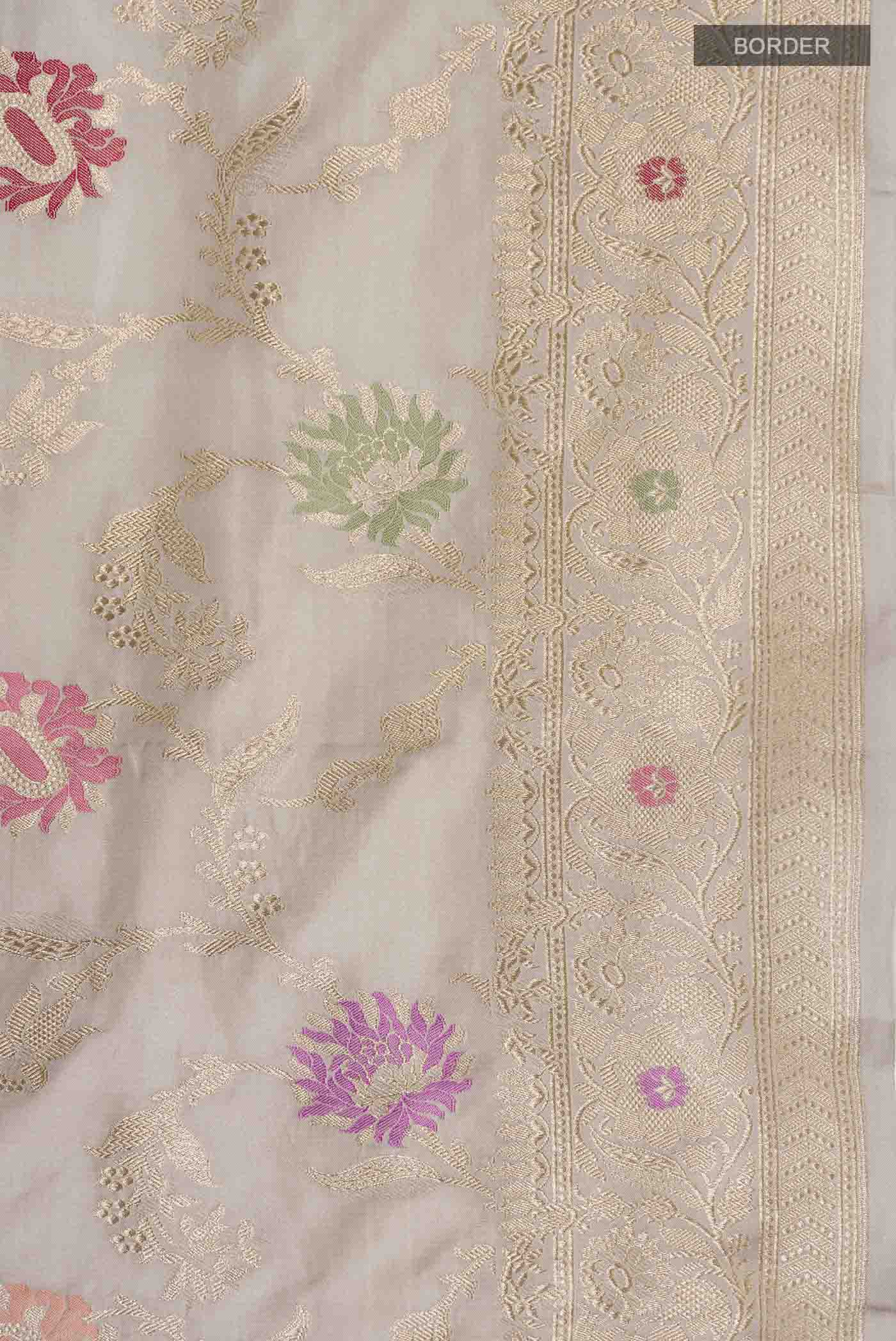 Grey Banarasi Silk Saree - Image 3