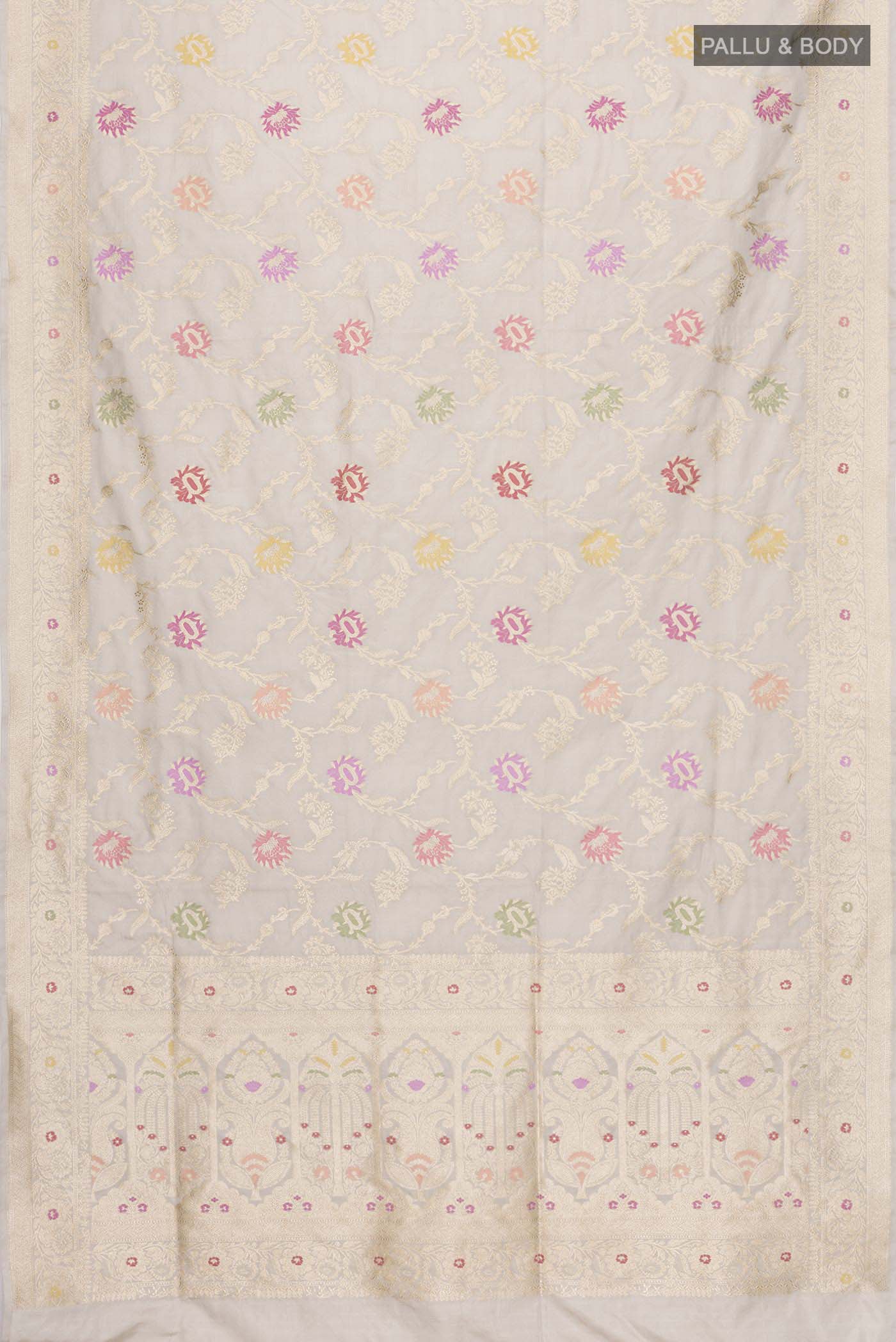 Grey Banarasi Silk Saree - Image 6