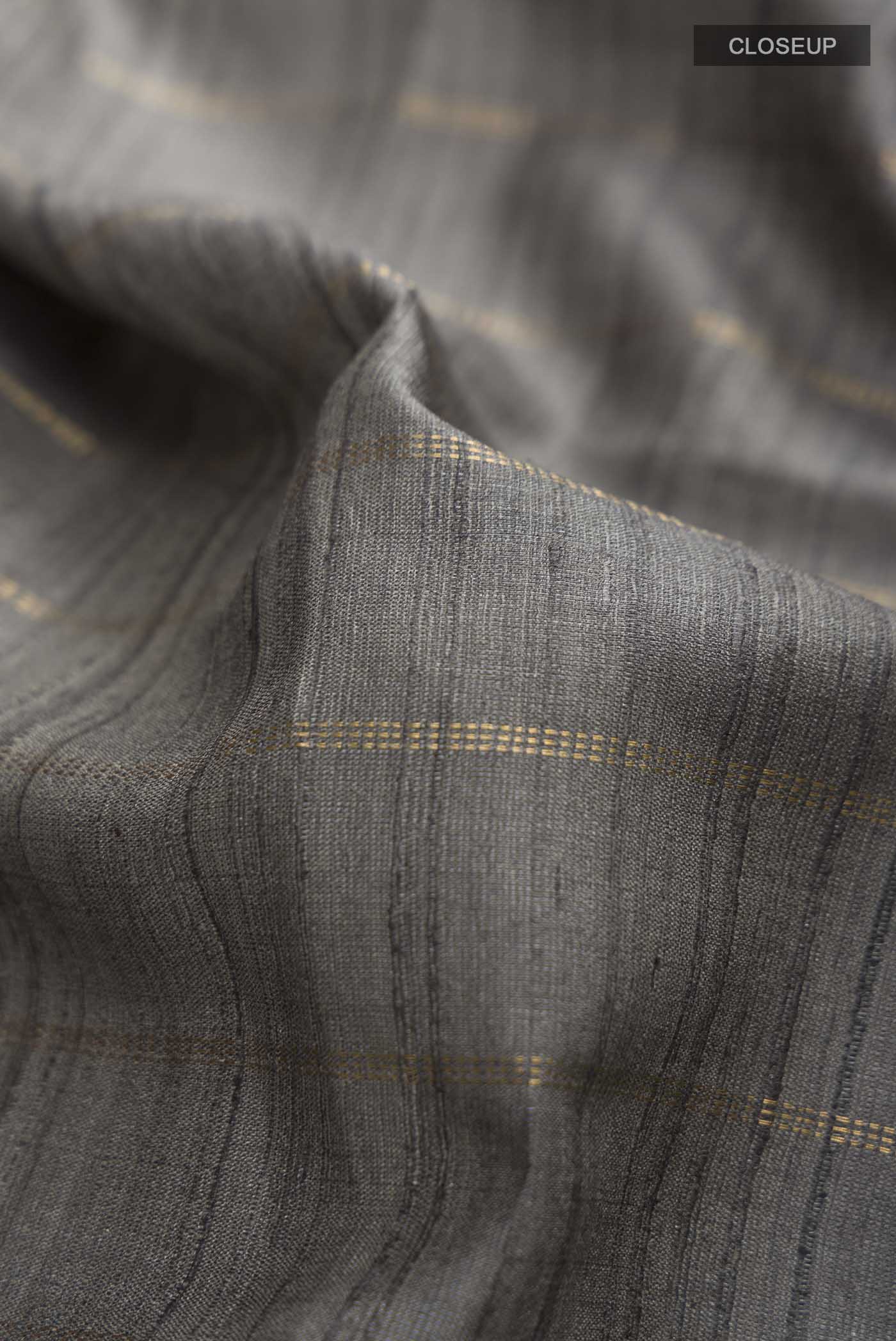 Grey Bhagalpuri Tussar Silk Saree - Image 2